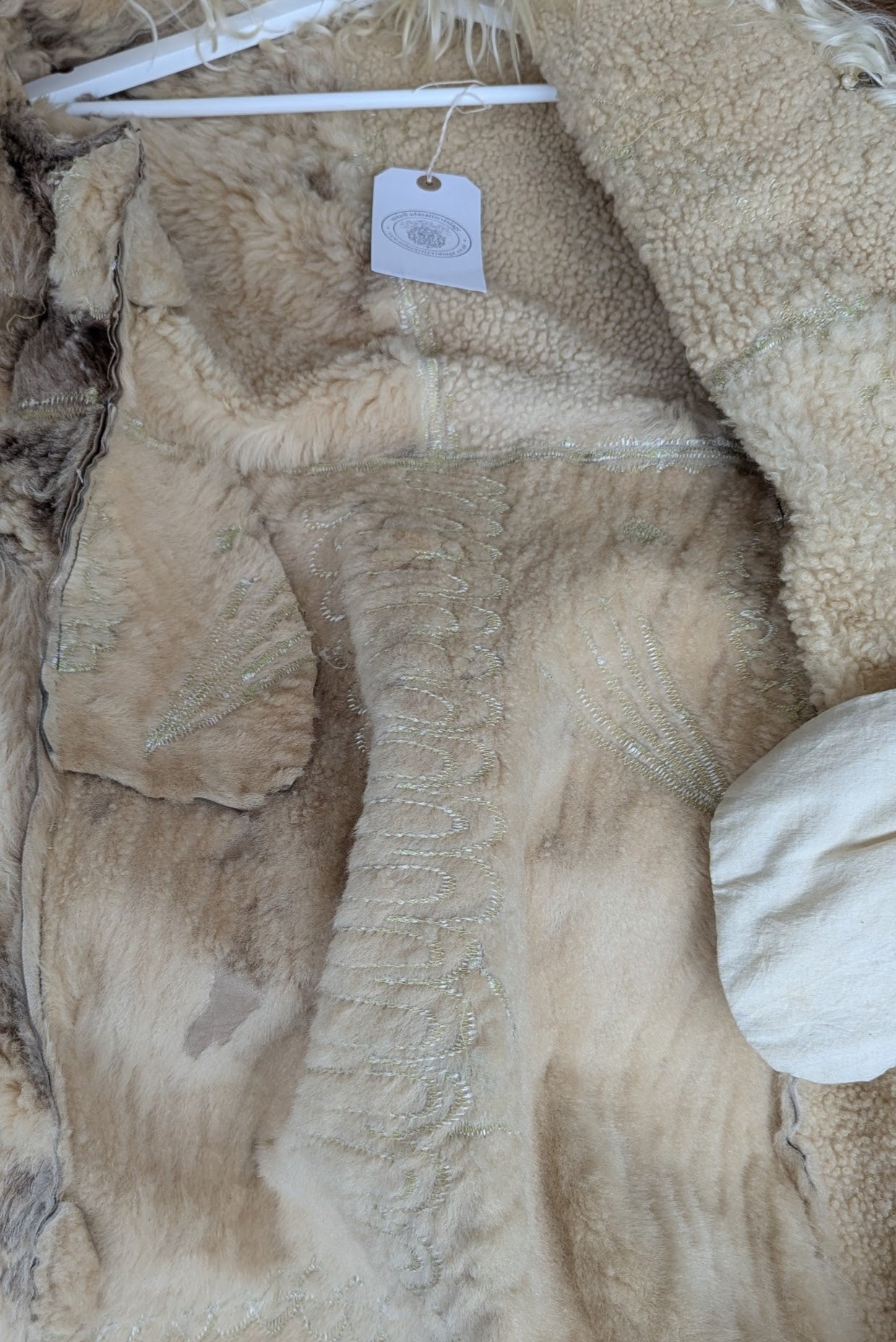 Vintage 1960s Afghan Shearling Embroidered Coat