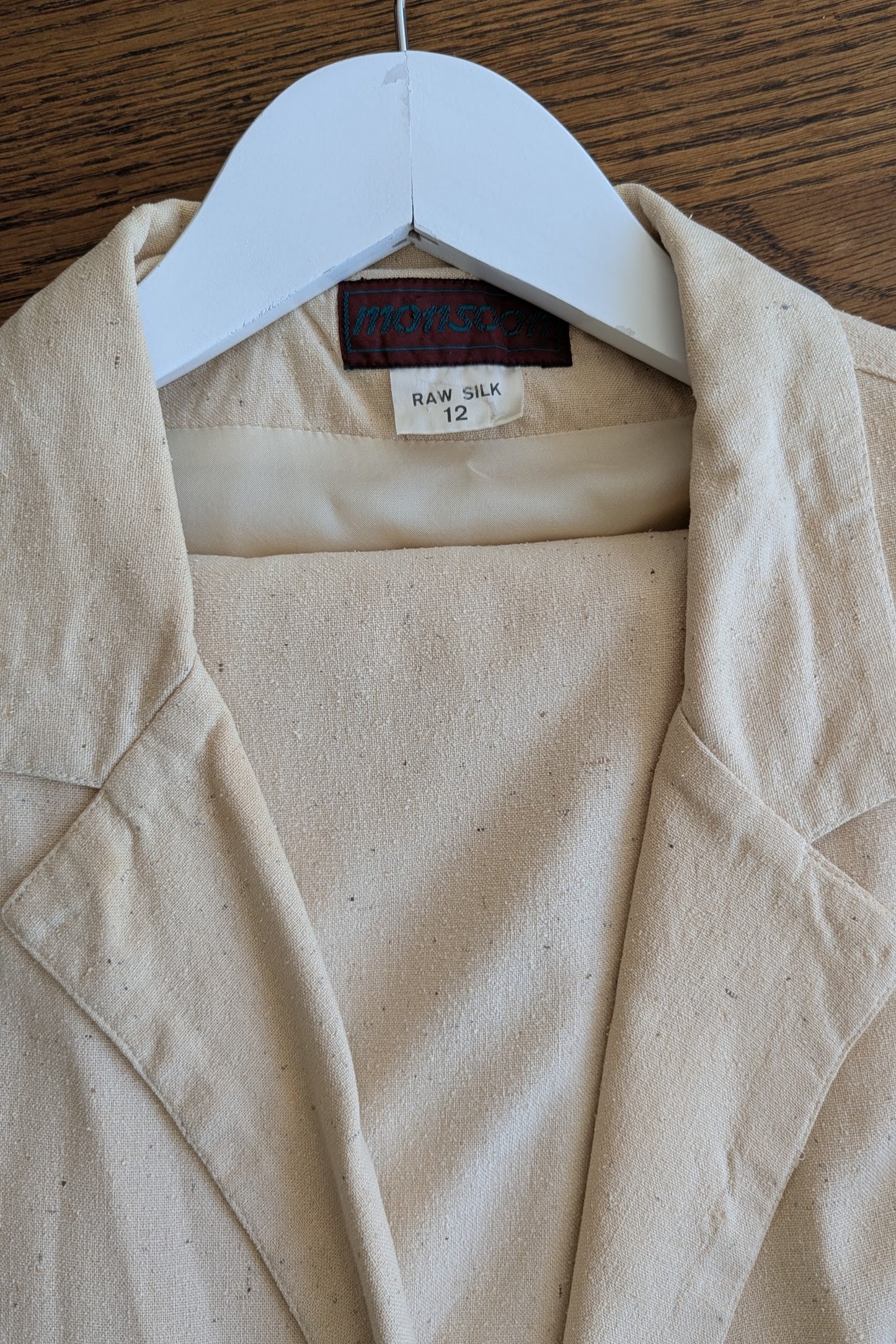 Vintage 80s Monsoon Cream Silk Suit