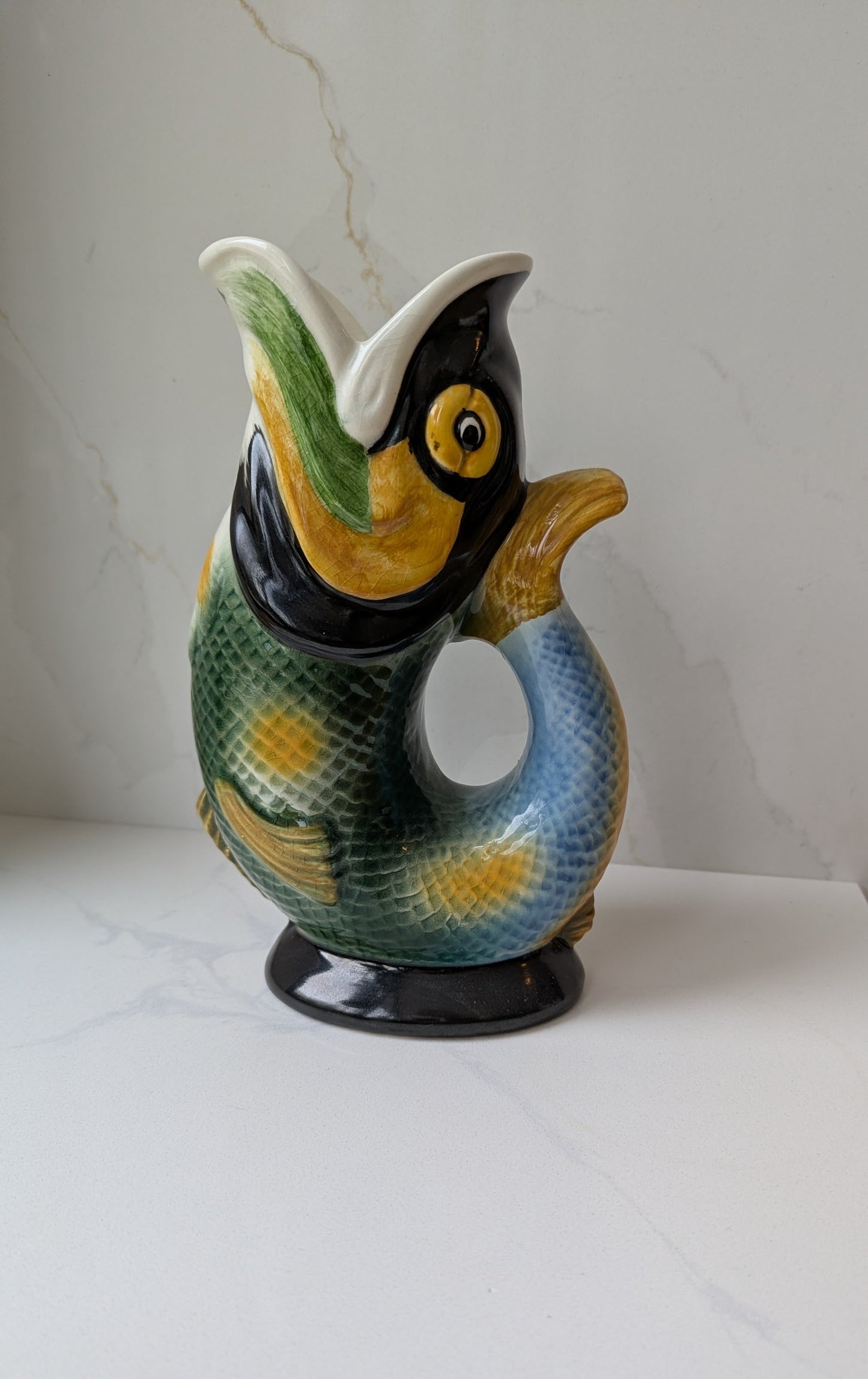 Original Royal Winton Hand Painted Gurgle Jug, Fish Gluggle Jug