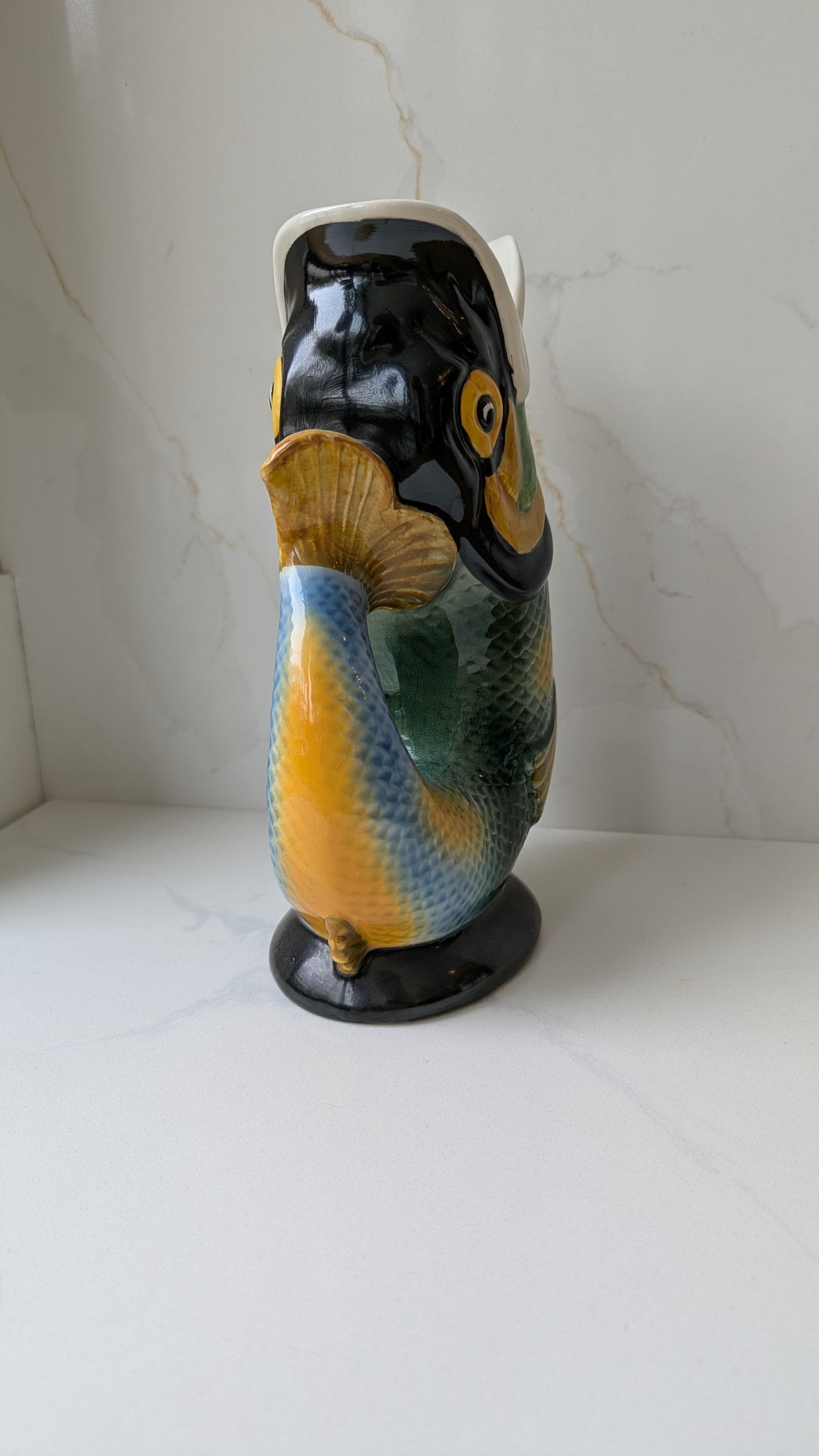 Original Royal Winton Hand Painted Gurgle Jug, Fish Gluggle Jug