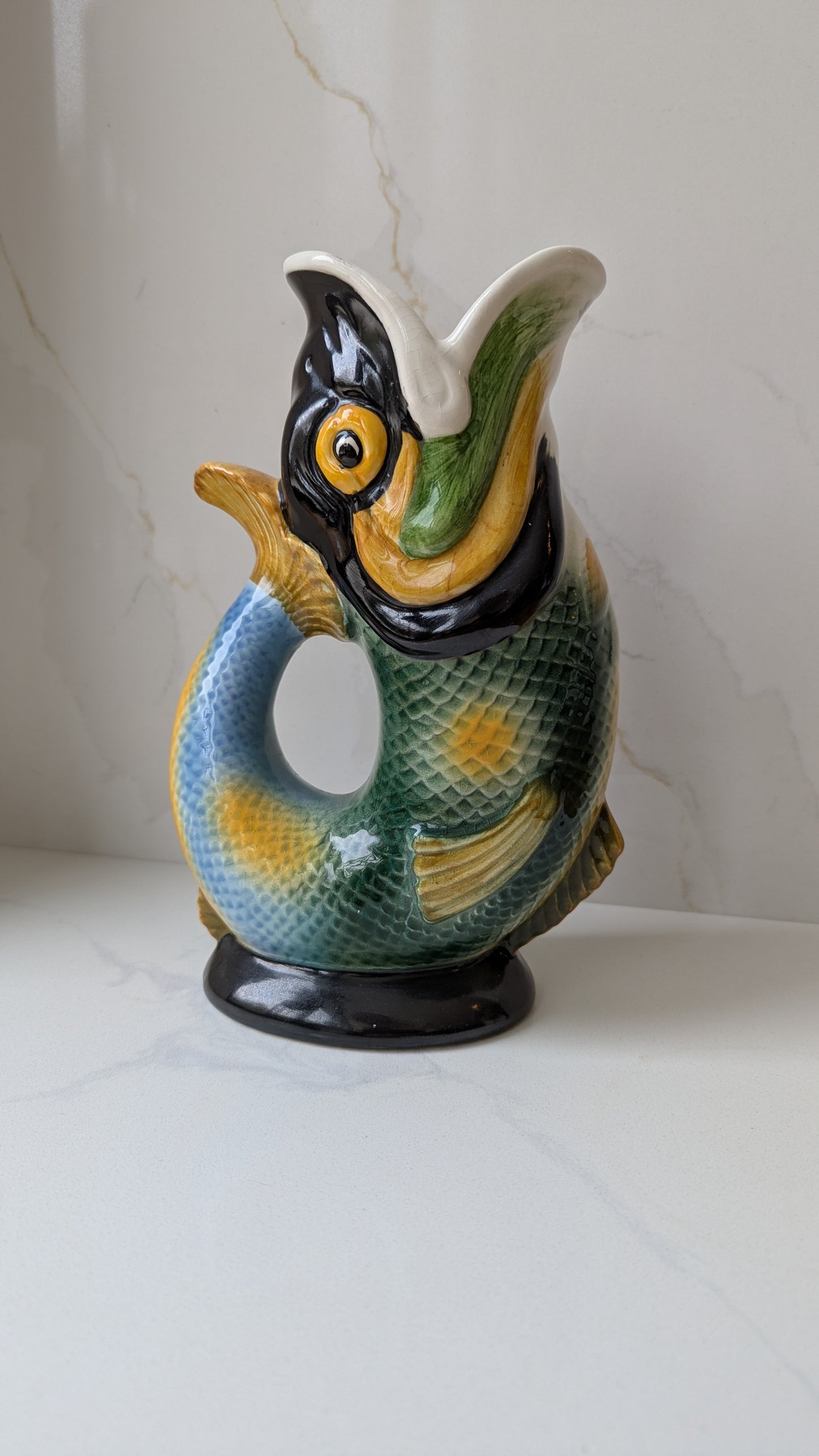 Original Royal Winton Hand Painted Gurgle Jug, Fish Gluggle Jug