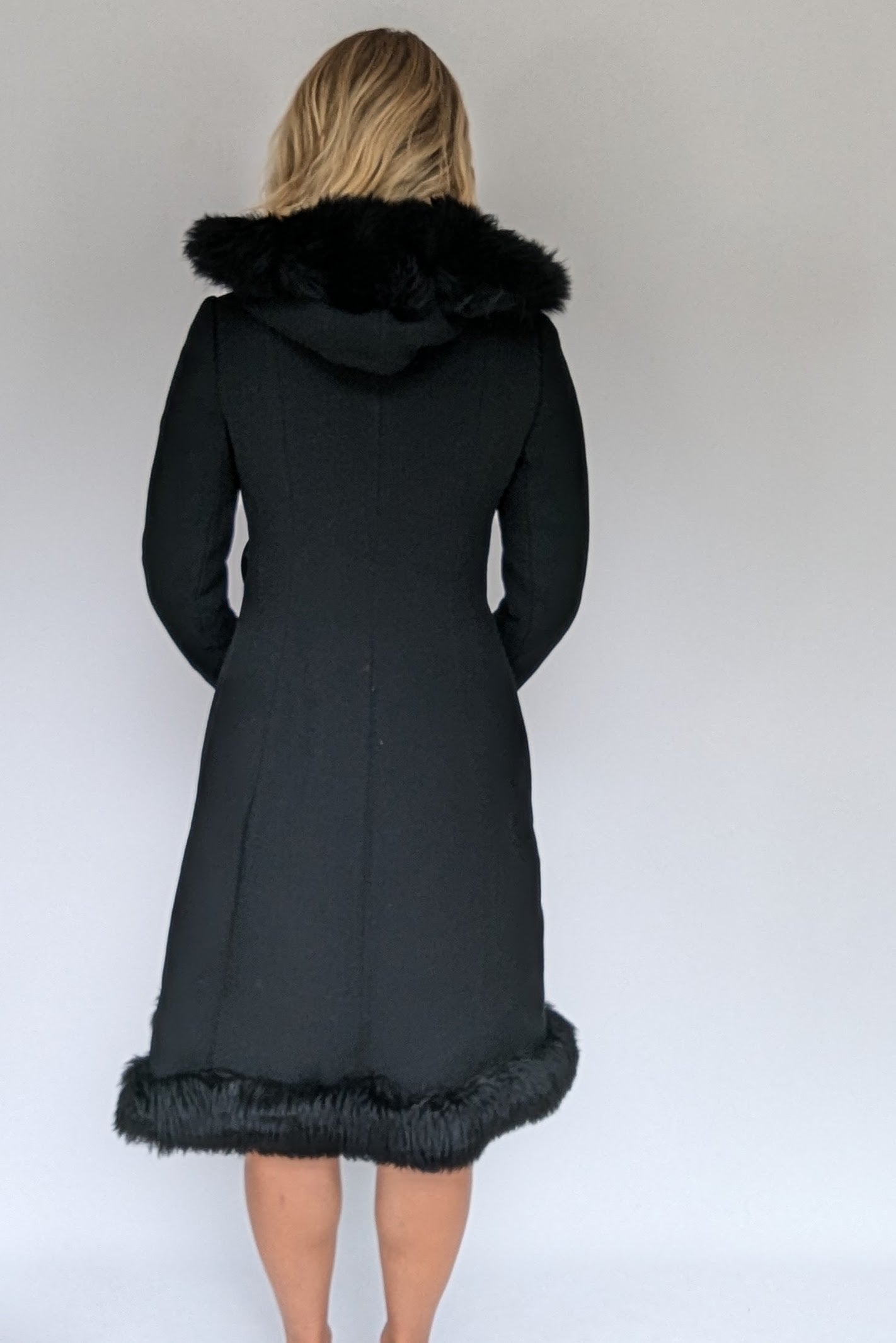 back of 60s vintage black coat by richards
