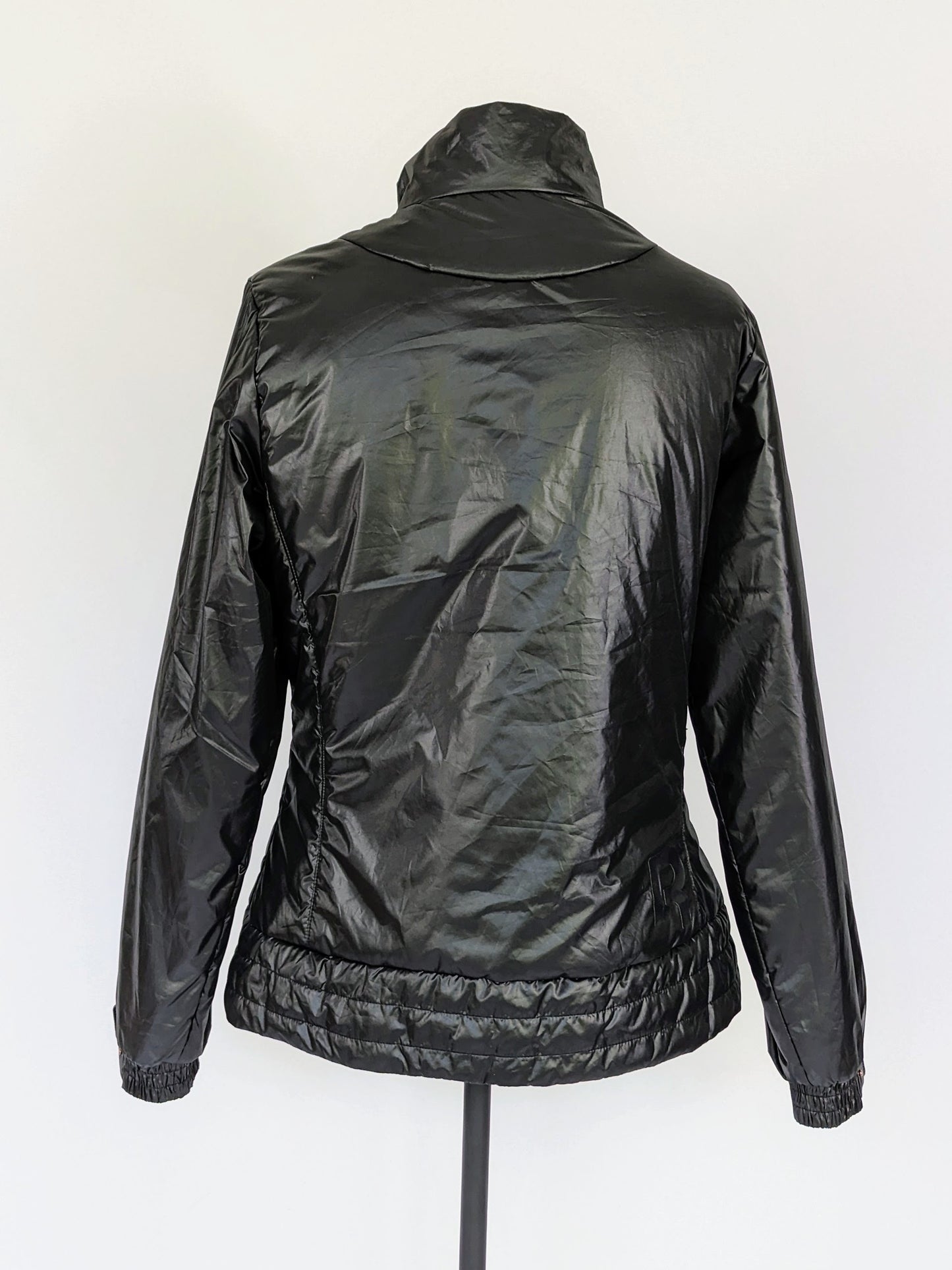 back of black shiny reebok puffer jacket