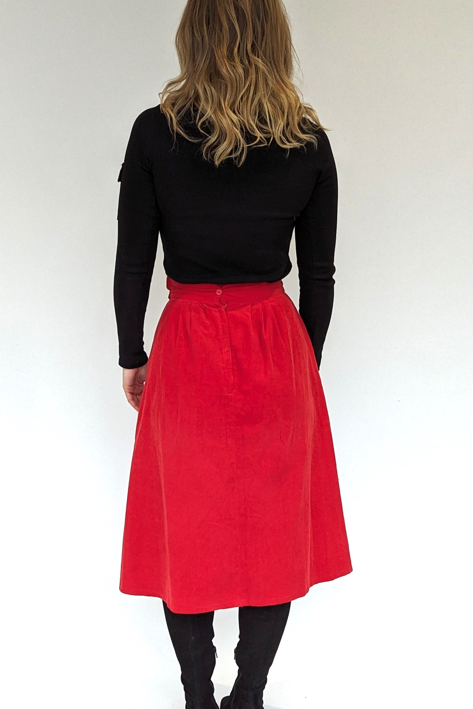 back of red biba skirt