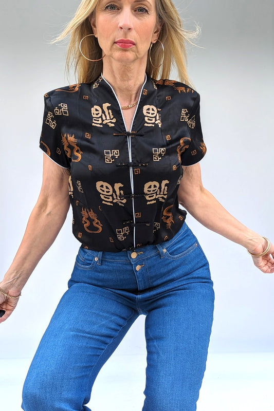 Vintage black silk shirt