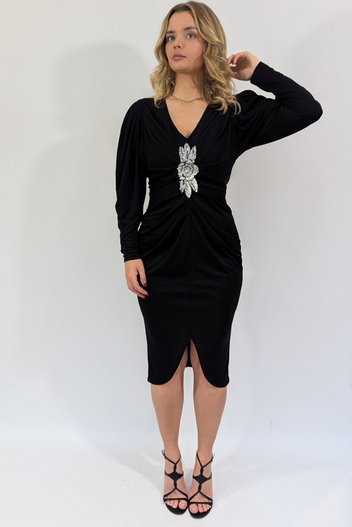black zandra rhodes vintage 80s cocktail dress