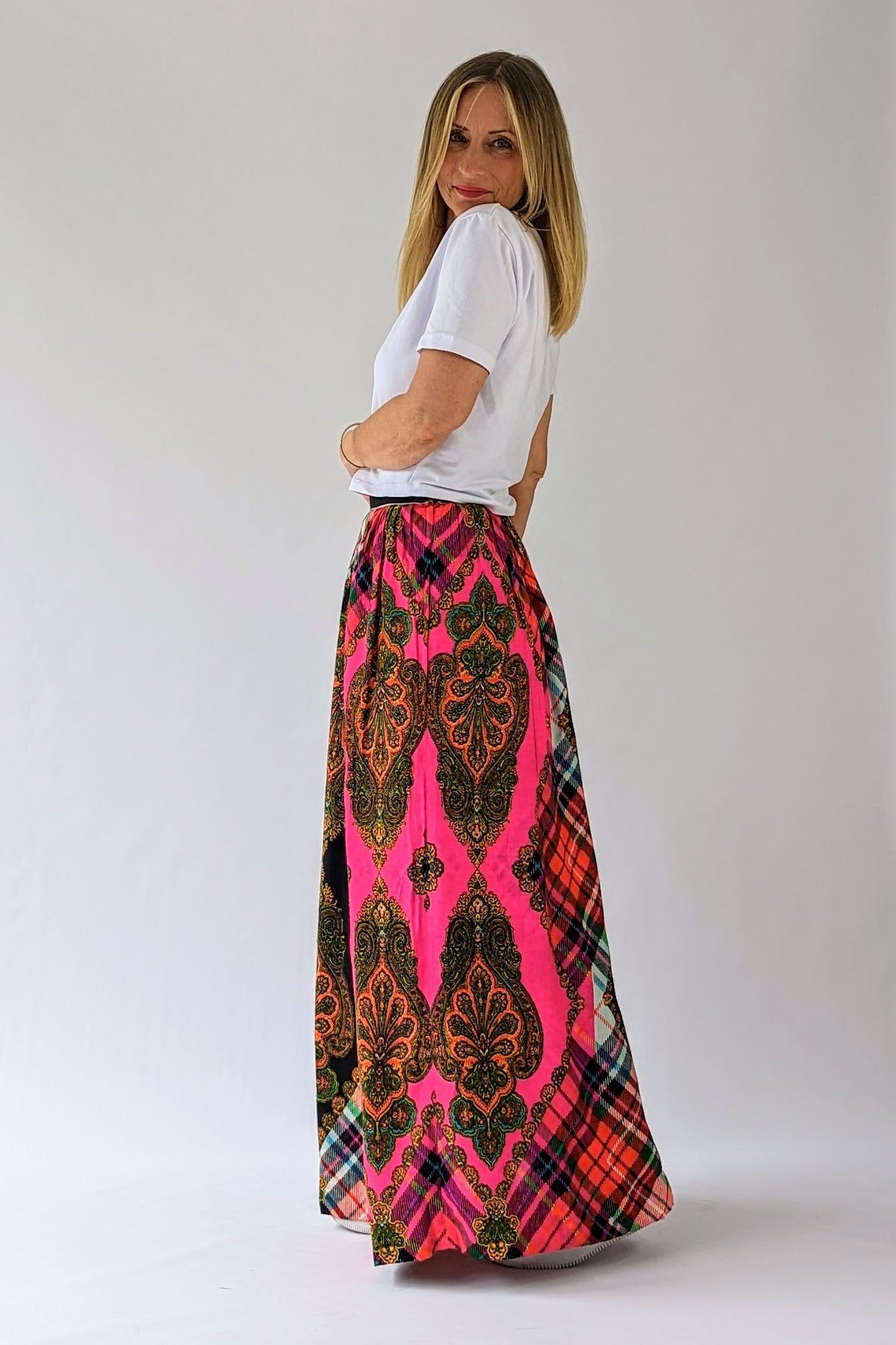 70s boho printed skirt