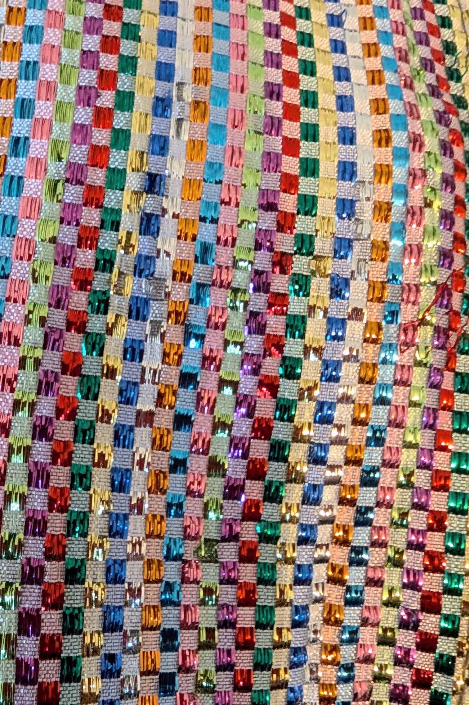 close up of metallic woven material