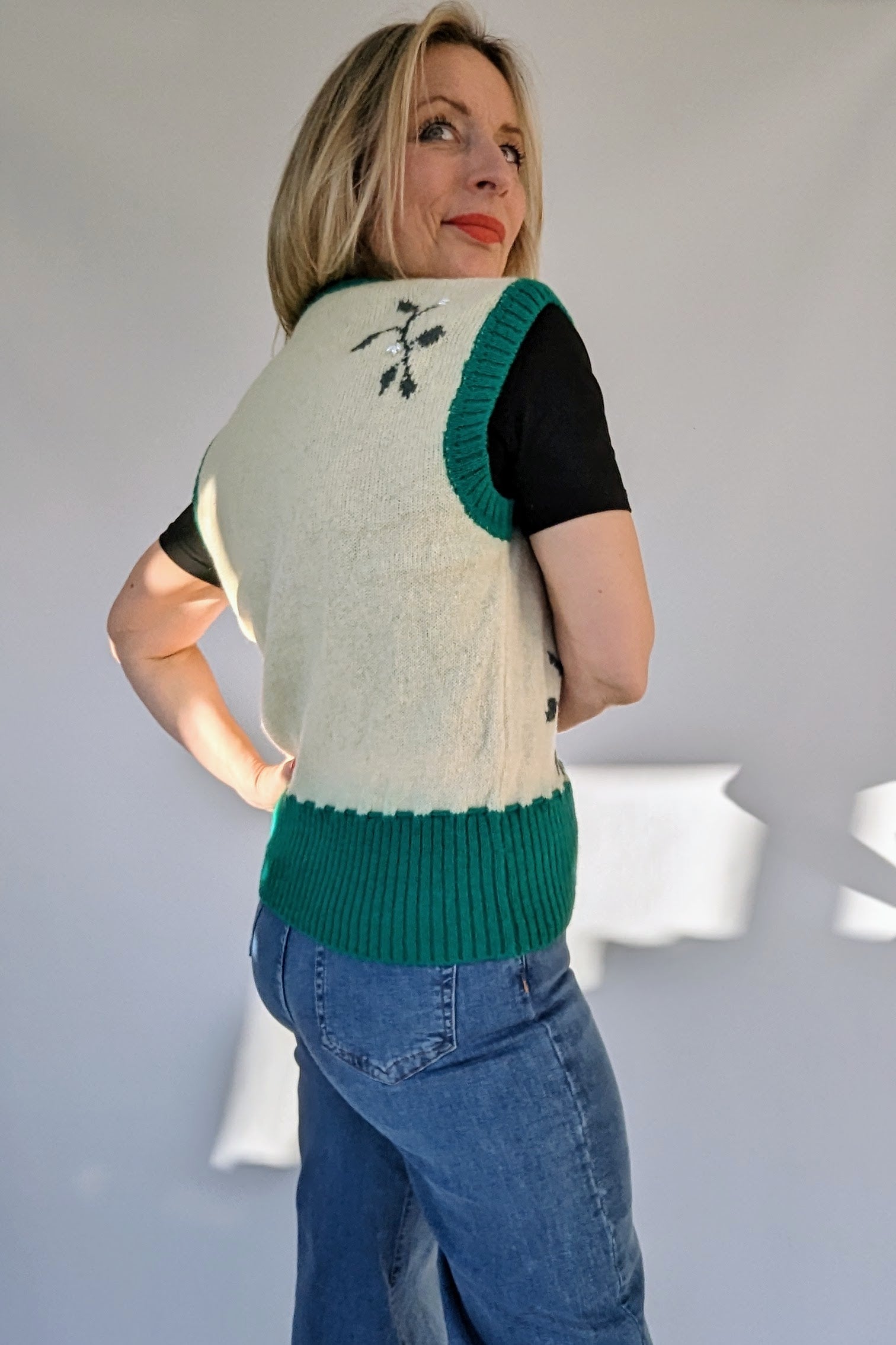 back of waistcoat with flower detail