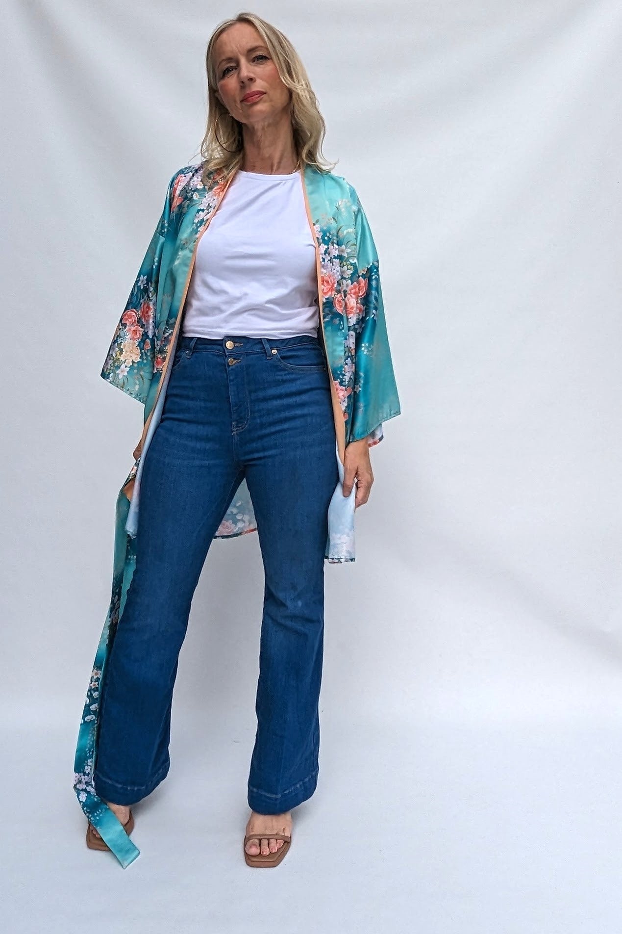 Turquoise kimono jacket