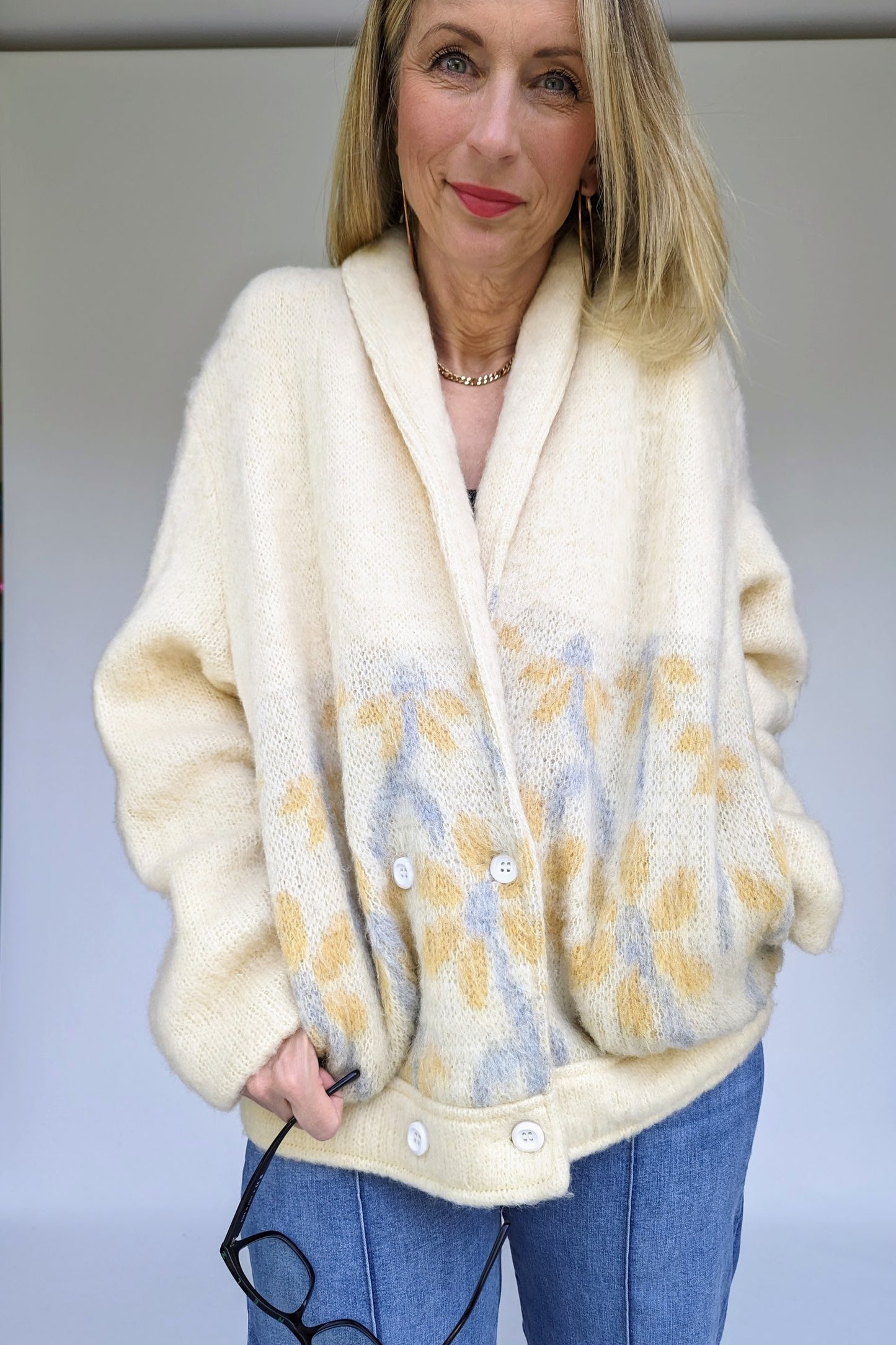 Pure wool double breasted cardigan