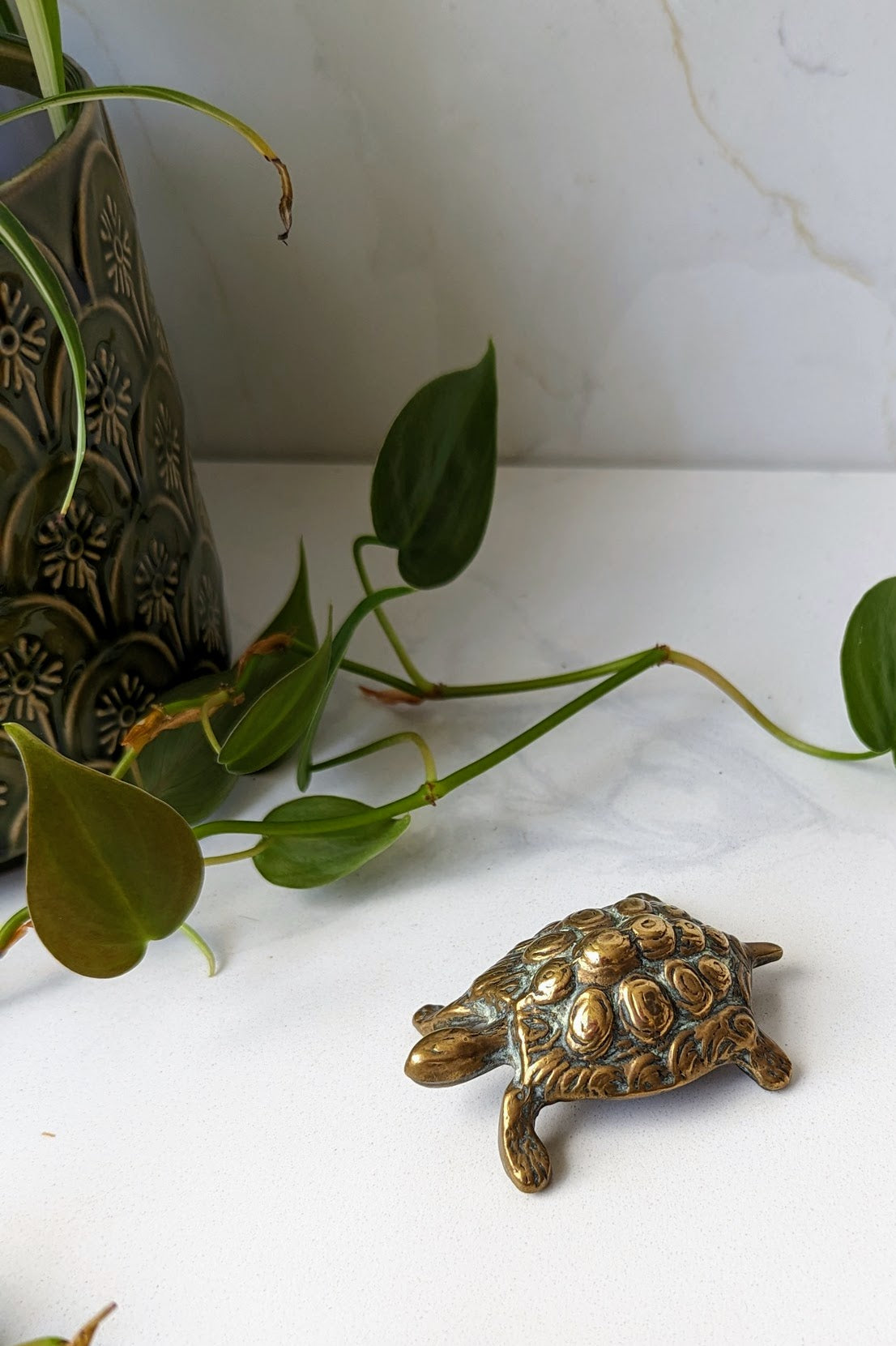 Vintage Solid Brass Peerage England Miniature Tortoise Ornament