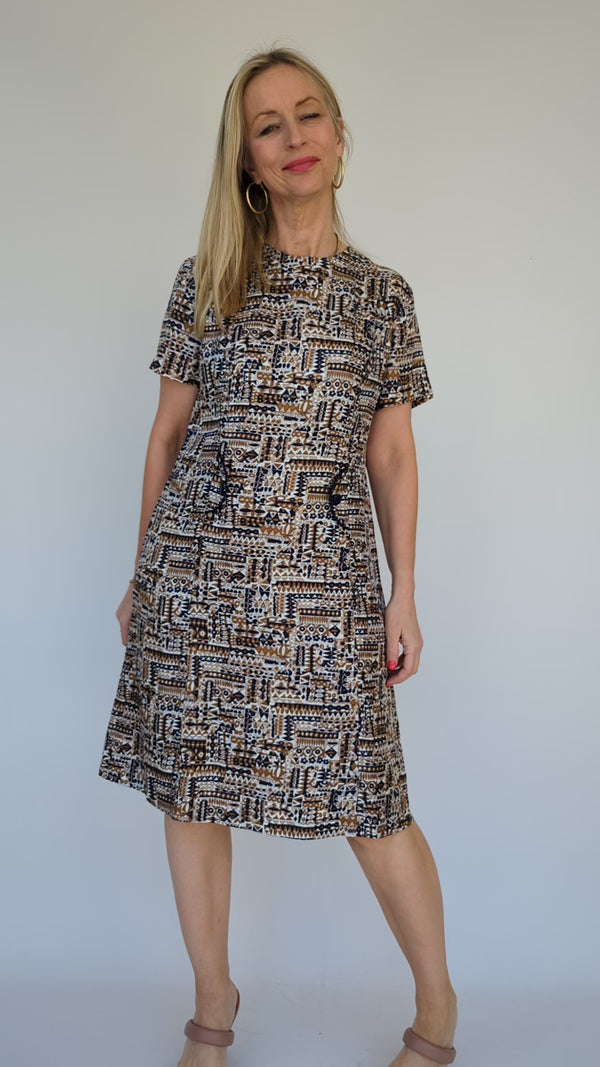 Vintage Ethnic Geometric Print Dress main image 1