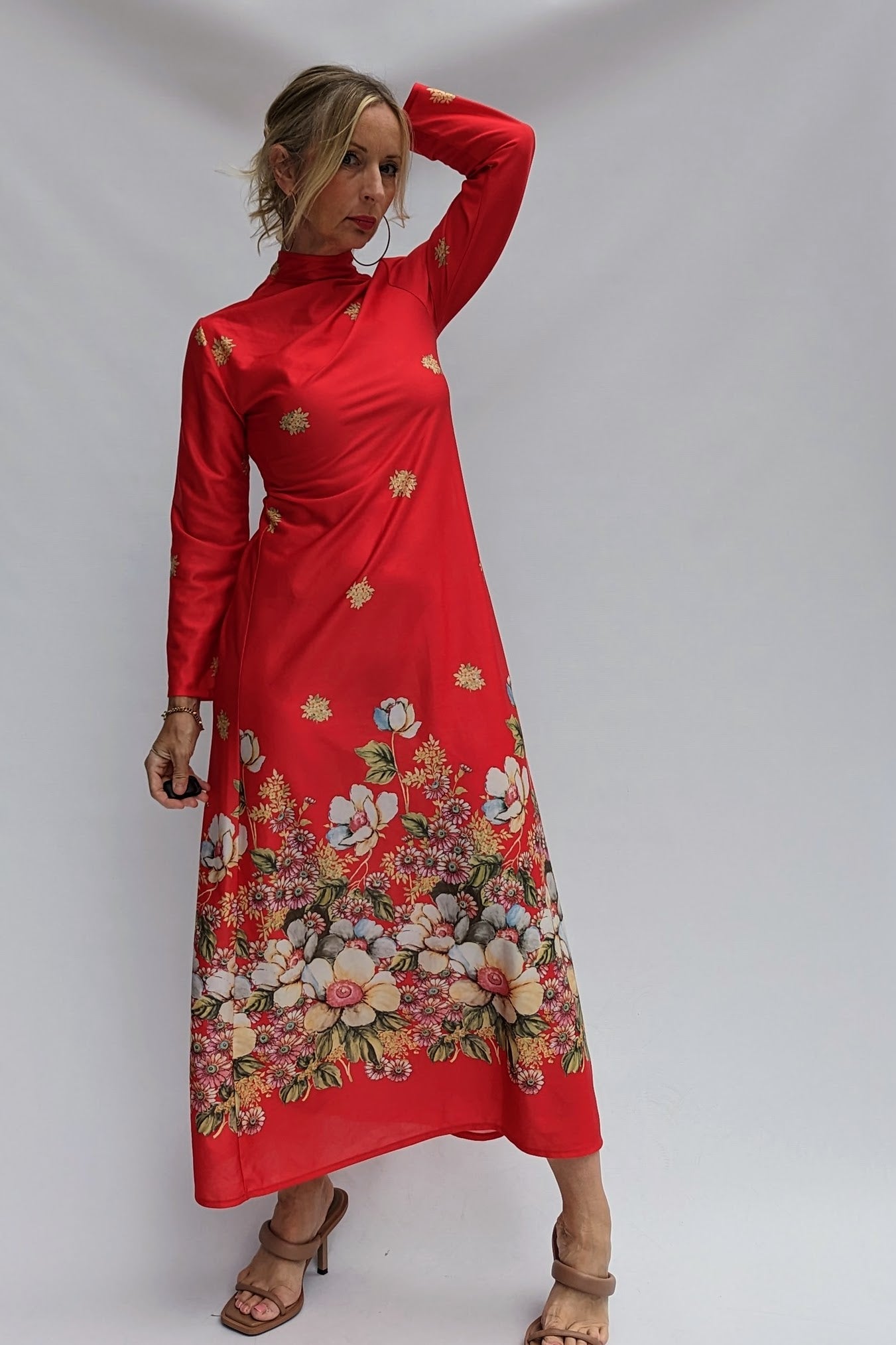 red floral maxi dress