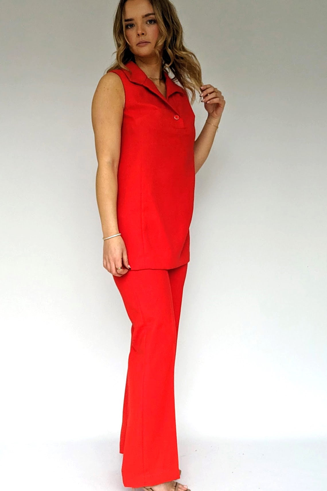 70s red co-ord trouser set
