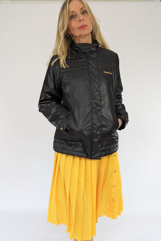 black shiny reebok puffer jacket