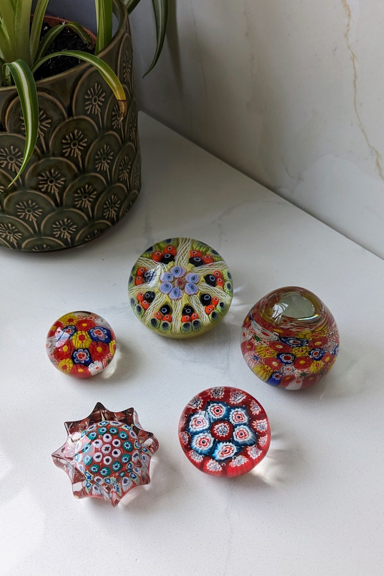 Vintage 1950s Murano Millefiori and Other Glass Paperweights