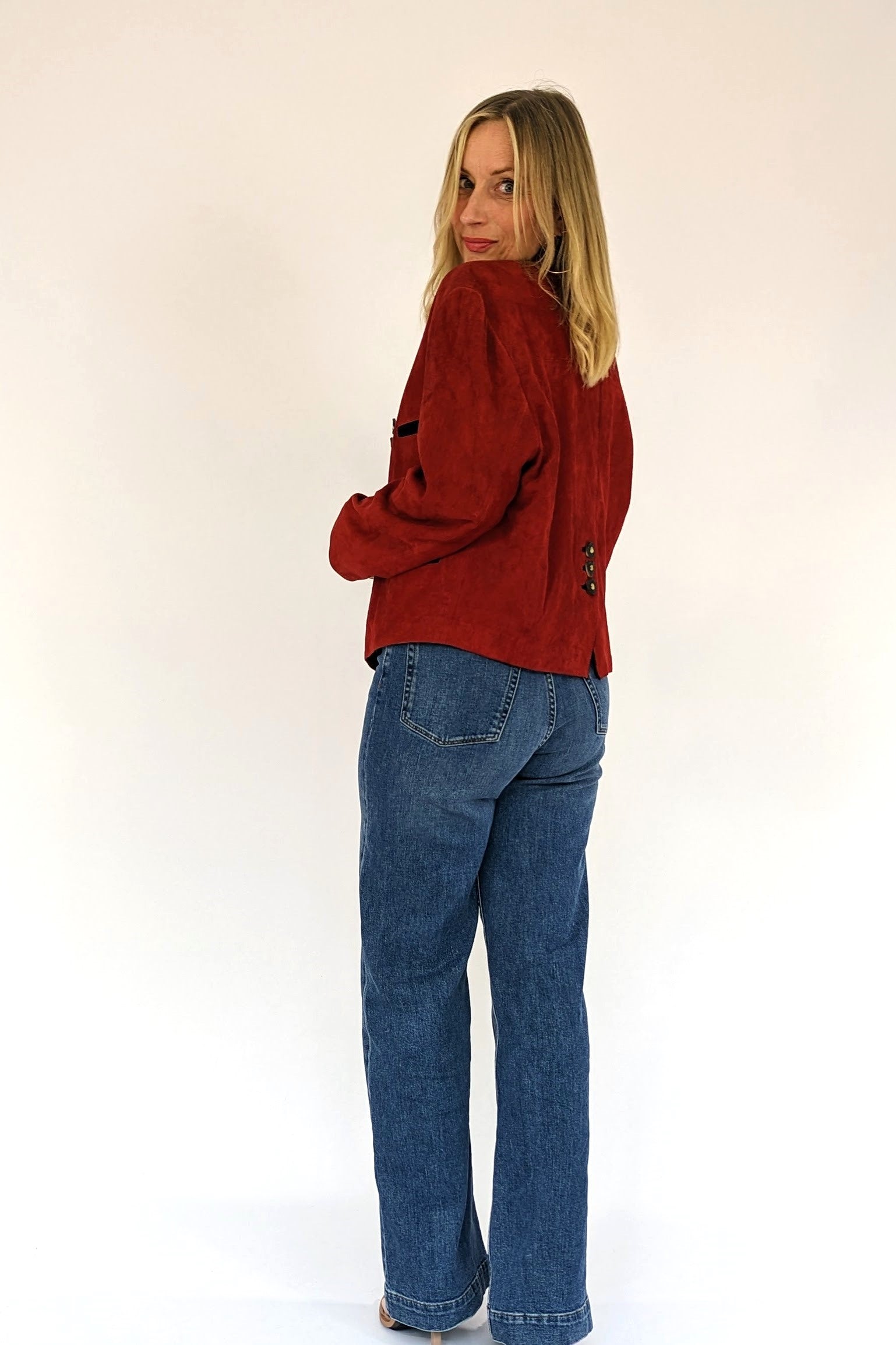 Red suedette jacket shop