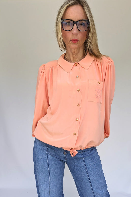 80s retro satin blouse