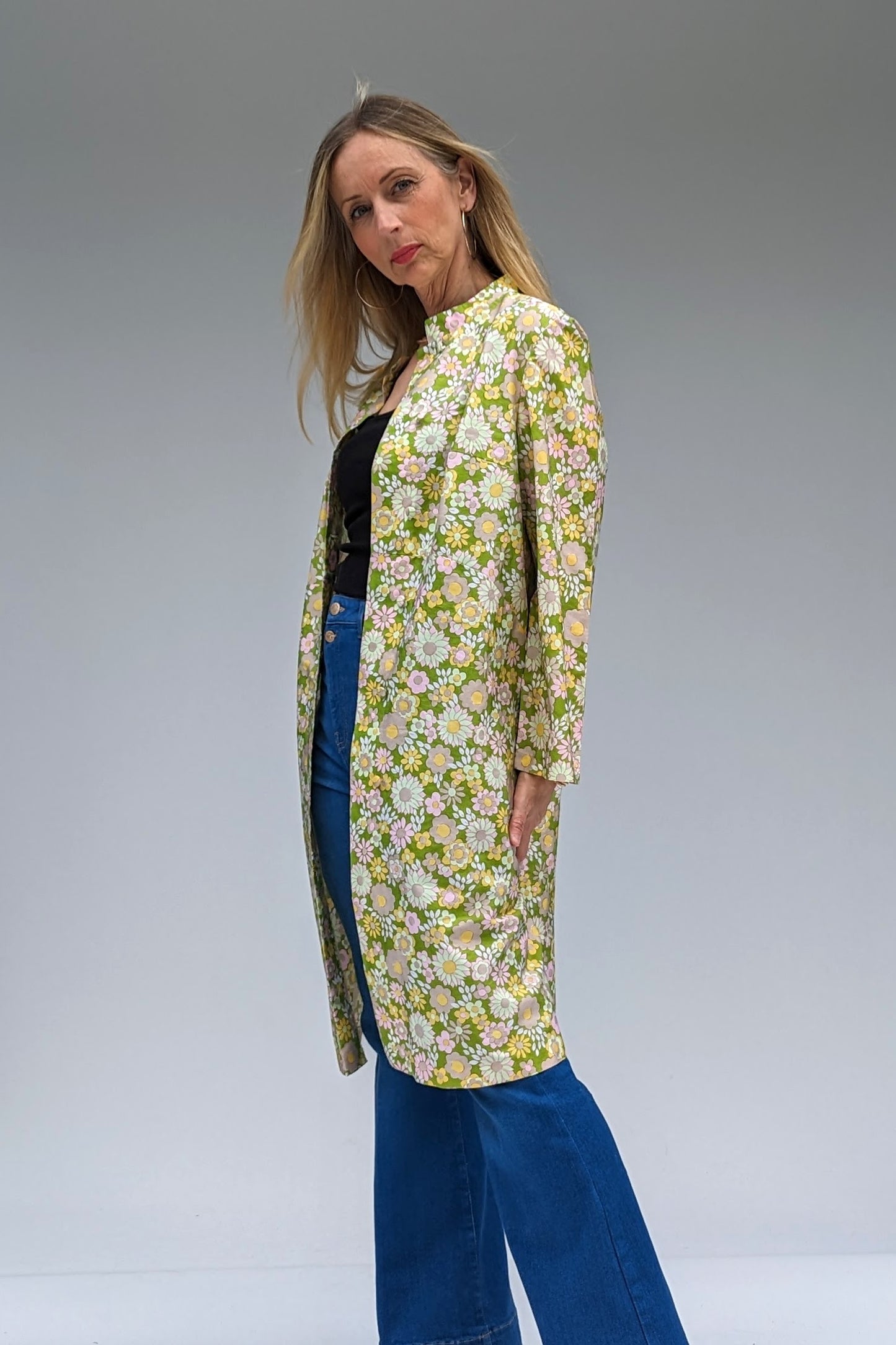 1960s Summer Floral Retro Long Lightweight Coat