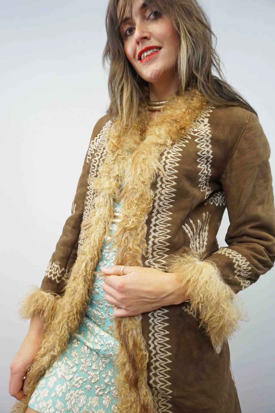 vintage 1970s boho sheepskin shearling coat