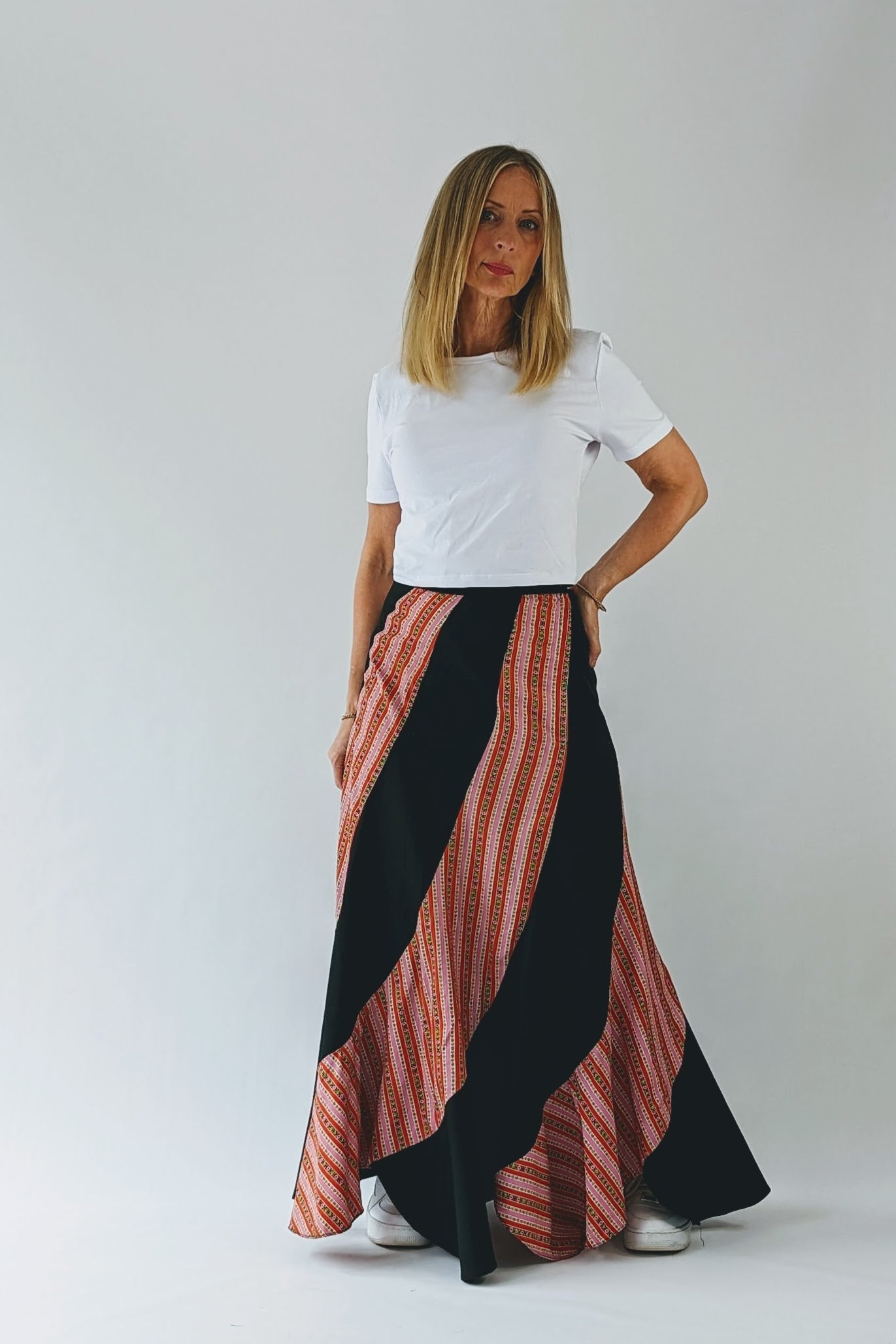 80s boho patterned long skirt