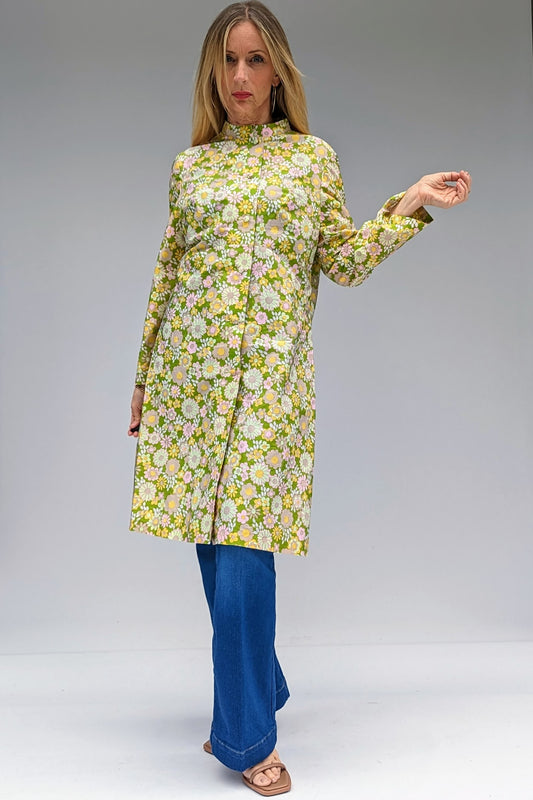1960s Summer Floral Retro Long Lightweight Coat