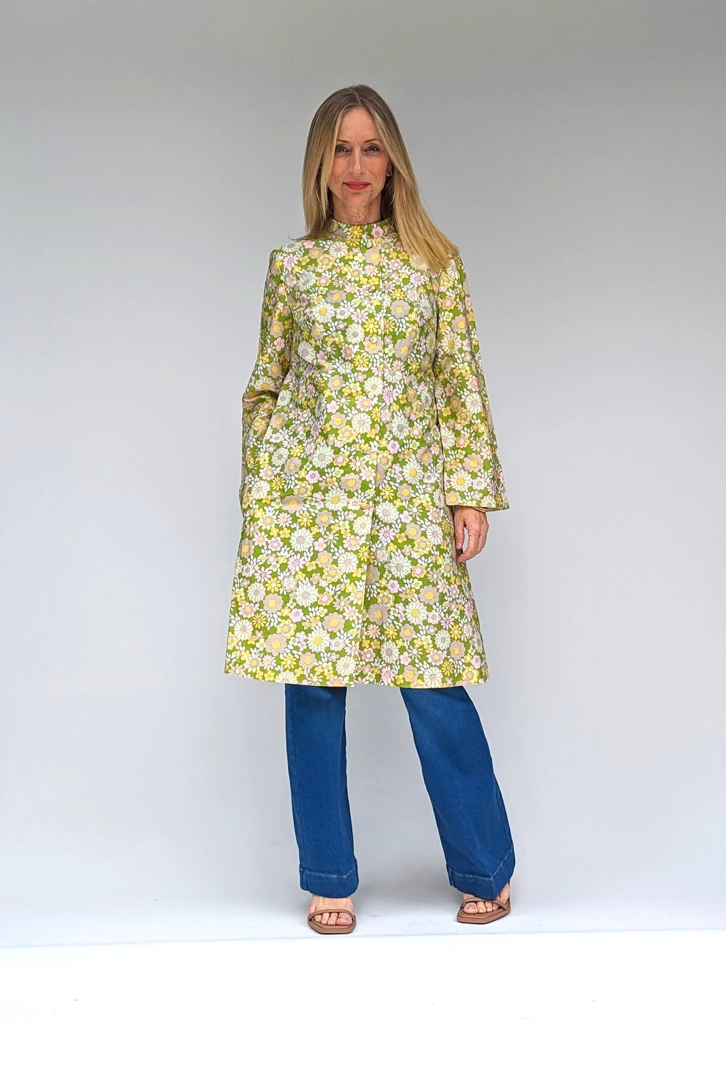 1960s Summer Floral Retro Long Lightweight Coat