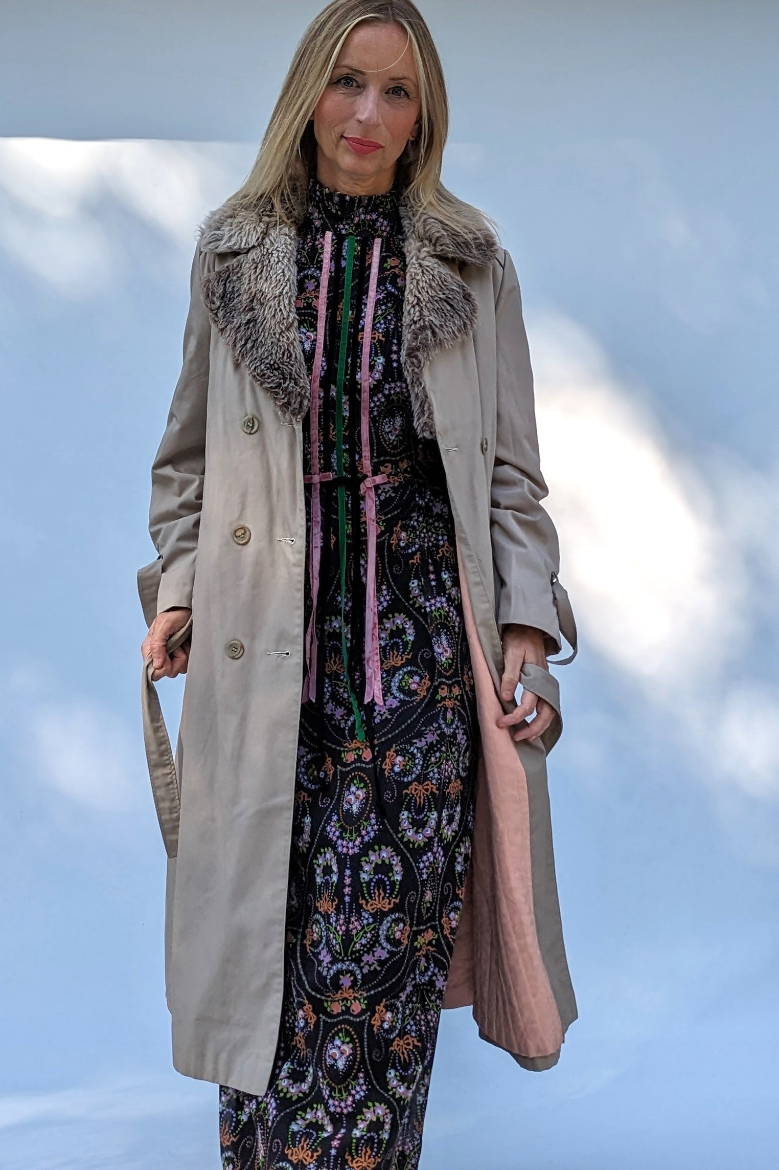 high neck floral maxi dress