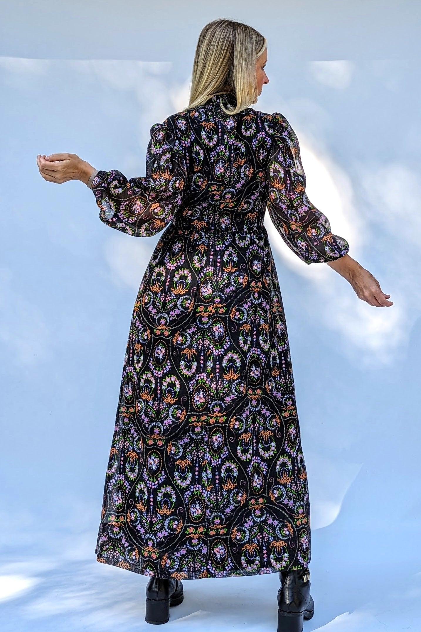 Brown floral vintage maxi dress
