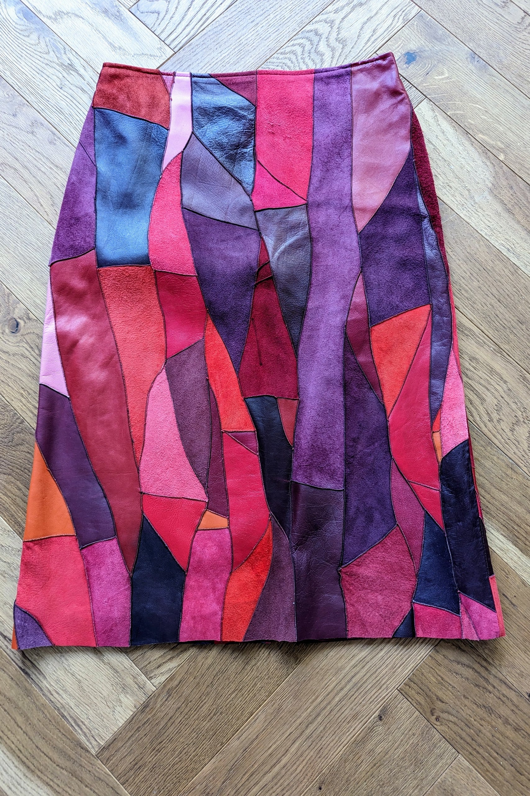 Vintage patchwork suede skirt