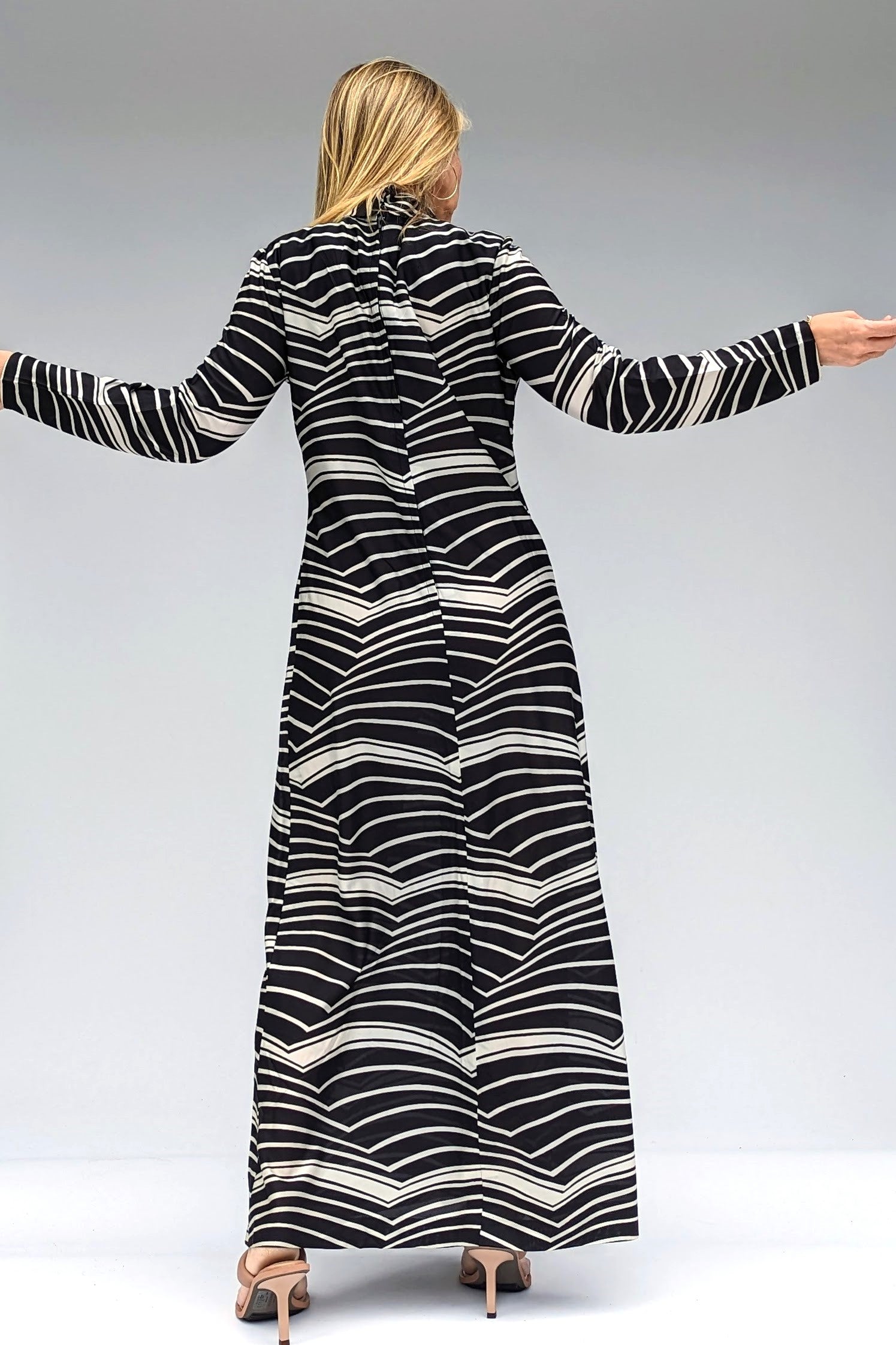 70s abstract print long dress