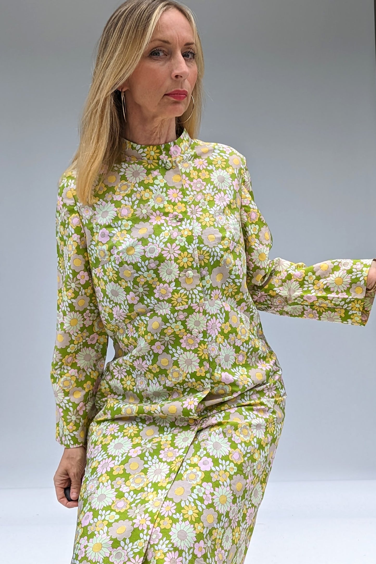 1960s Summer Floral Retro Long Lightweight Coat