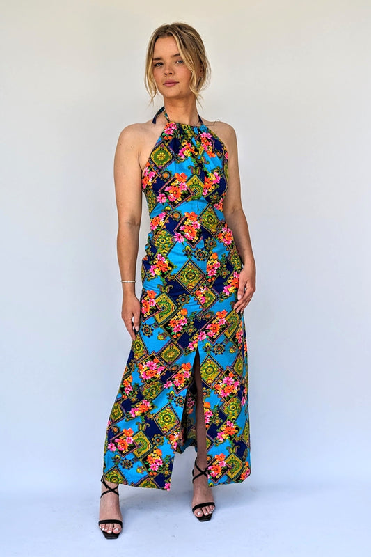 Vintage backless 70s maxi dress