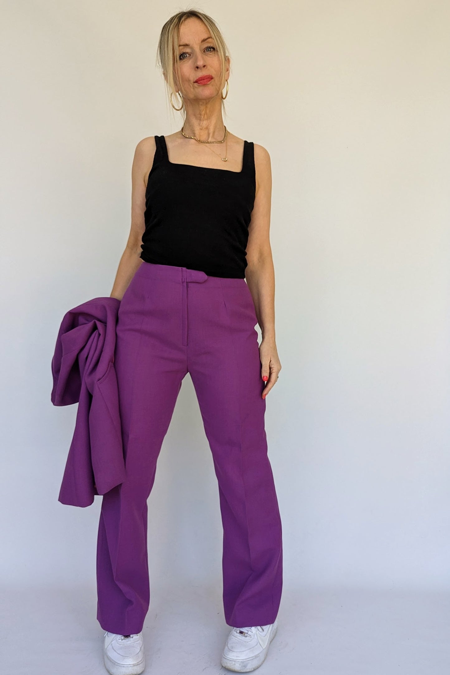 purple trousers from vintage suit set
