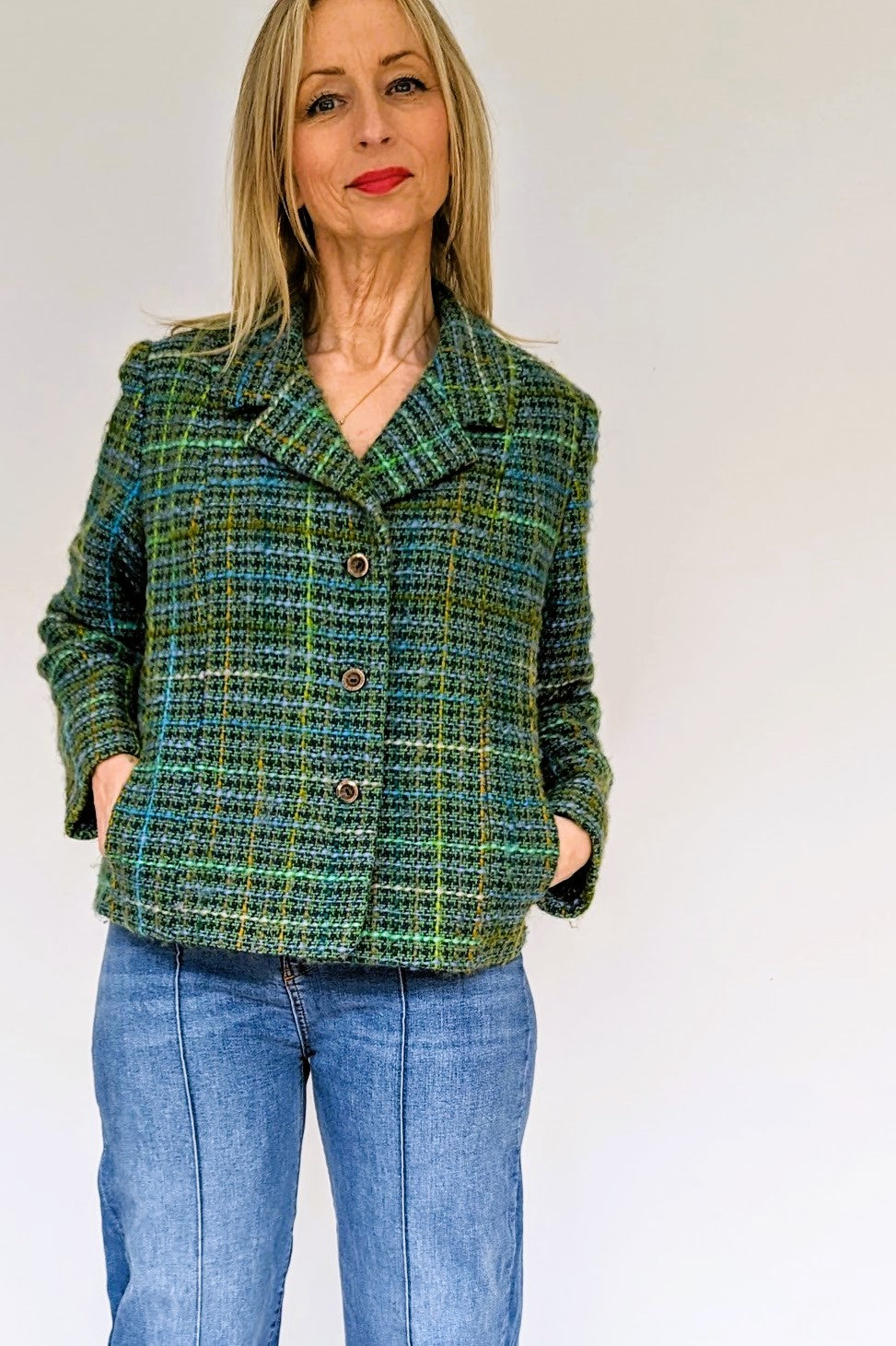 1960s Vintage Tweed vintage green and blue Scottish wool jacket