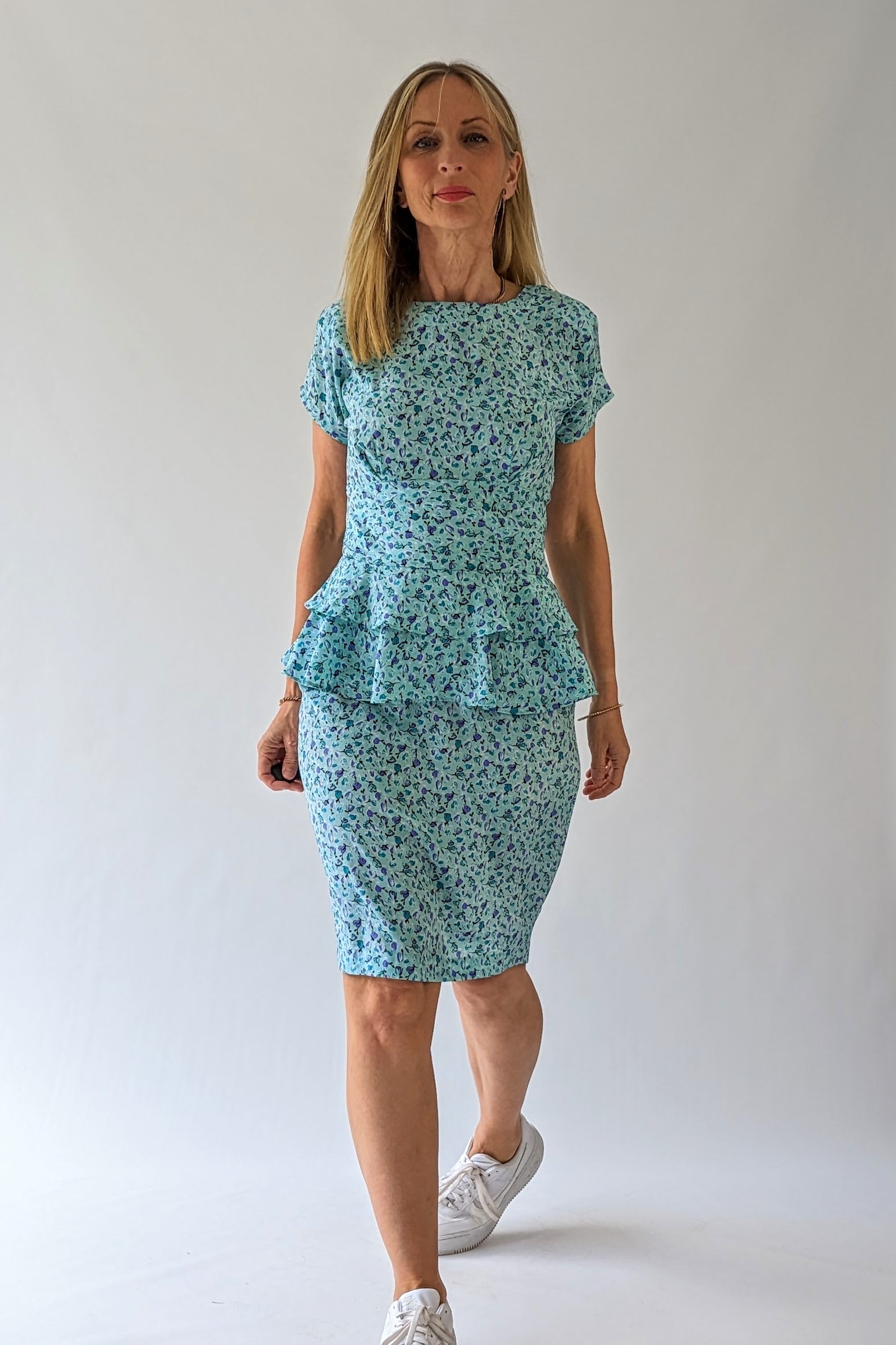 light blue floral vintage dress
