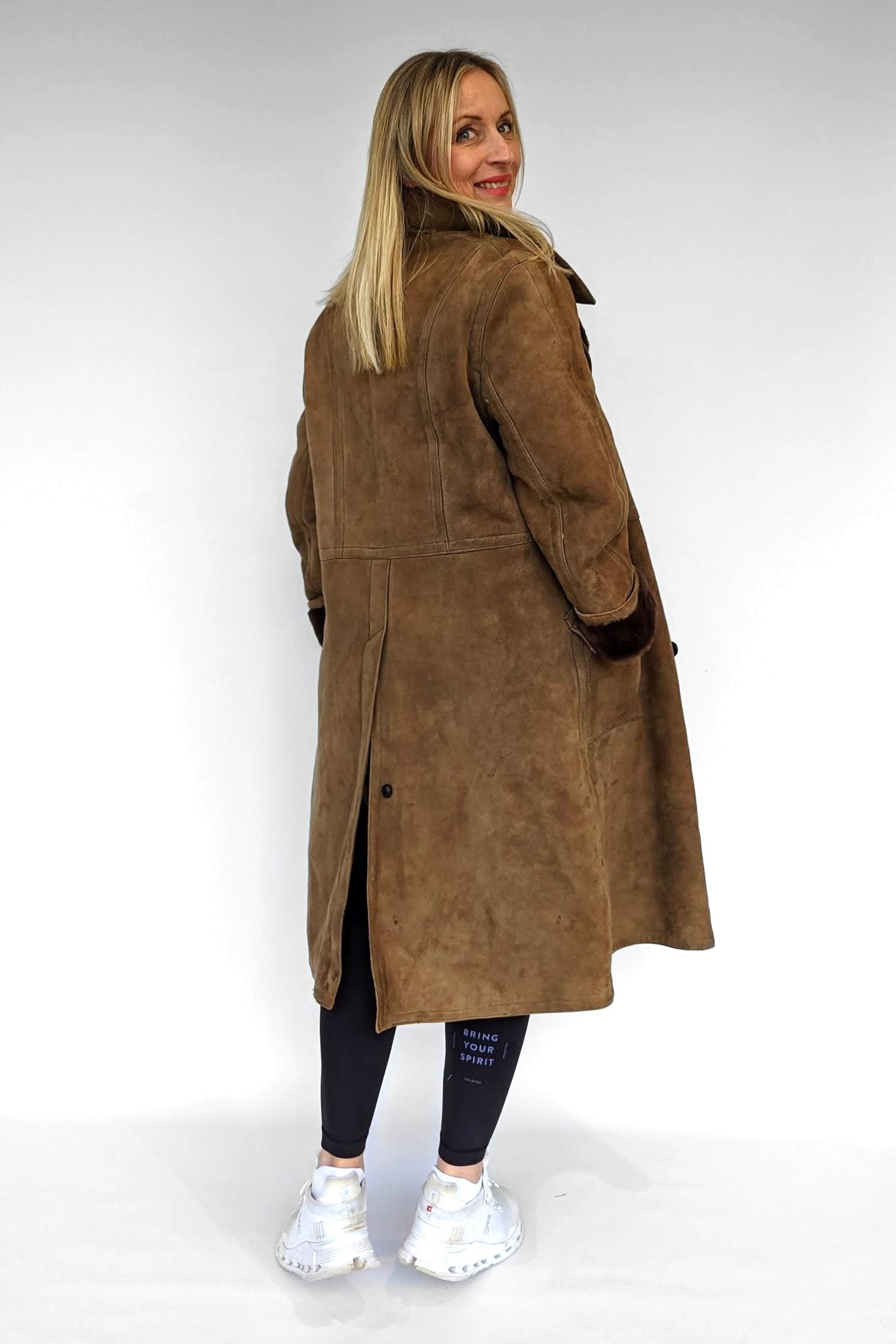 long shearling 70s coat
