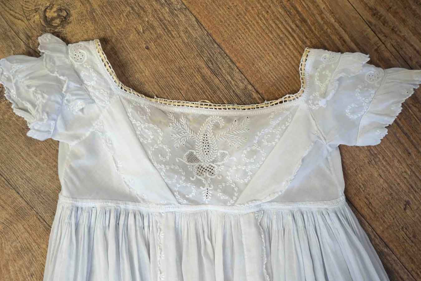 Whitework Embroidered Victorian Christening Gown