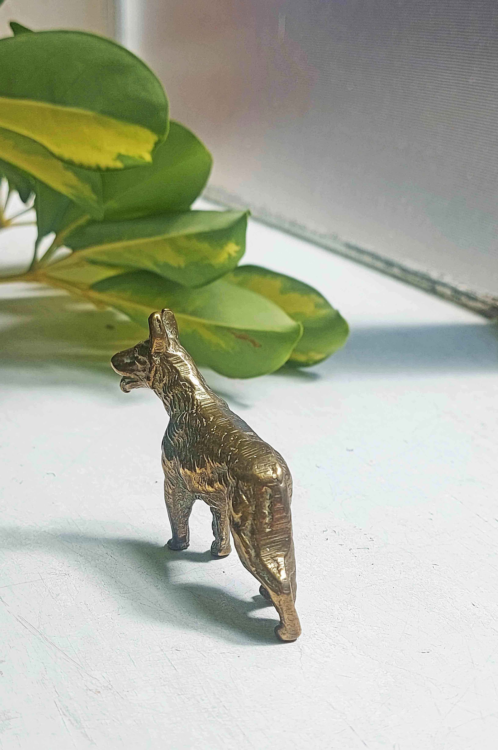 Vintage Miniature Brass German Shepard Dog Figurine