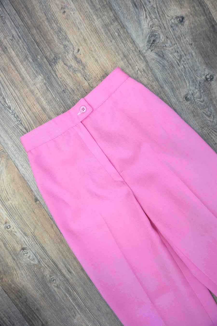 vintage women Bright Pink Wool Straight Leg Trousers