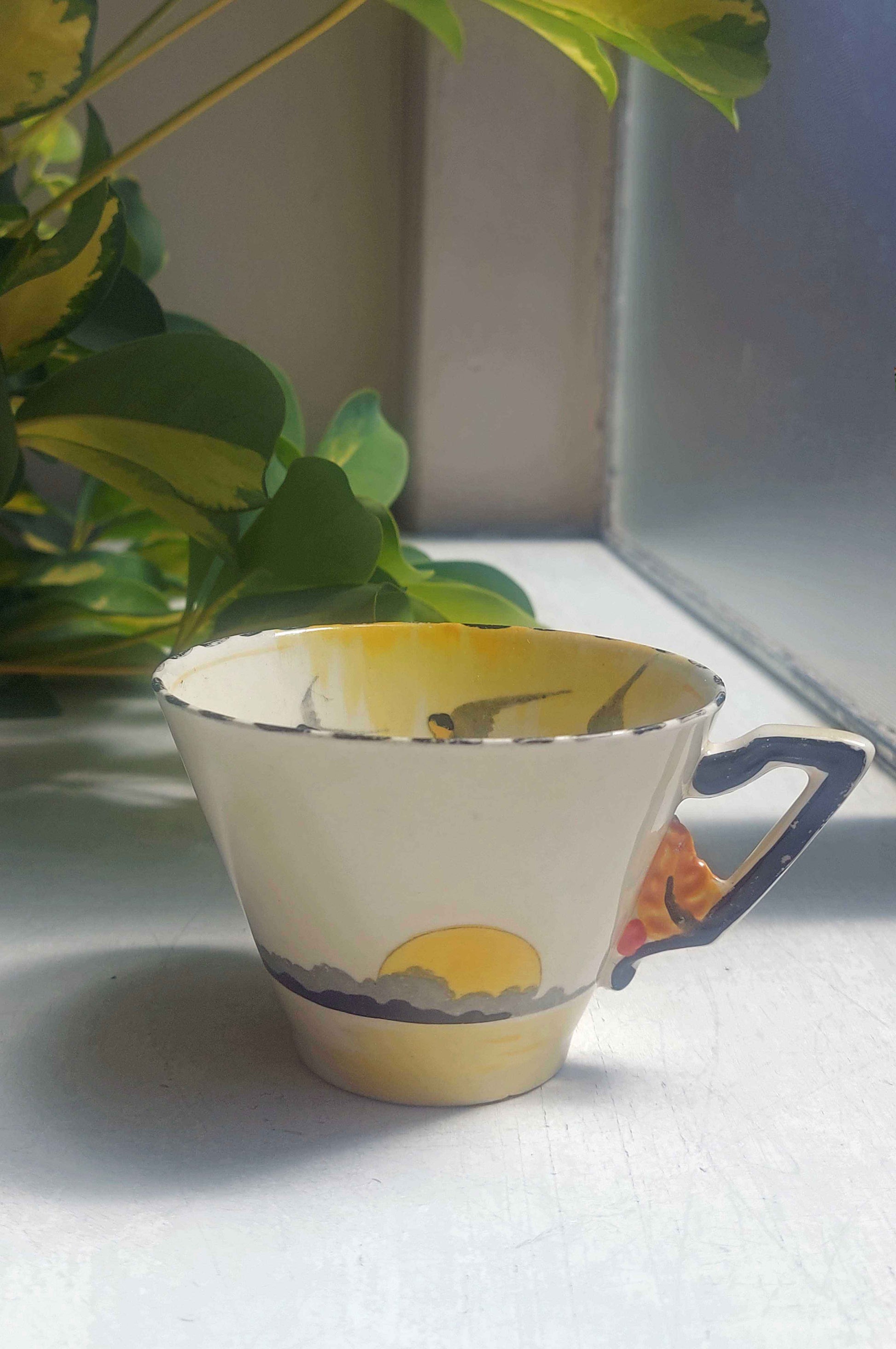 Vintage Art Deco Burleigh Ware Zenith swallow sunrise Tea Cup