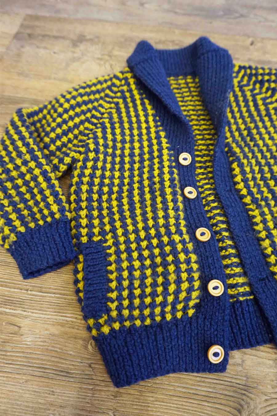 1980s Vintage Boys Chunky Knit Grandad Cardigan