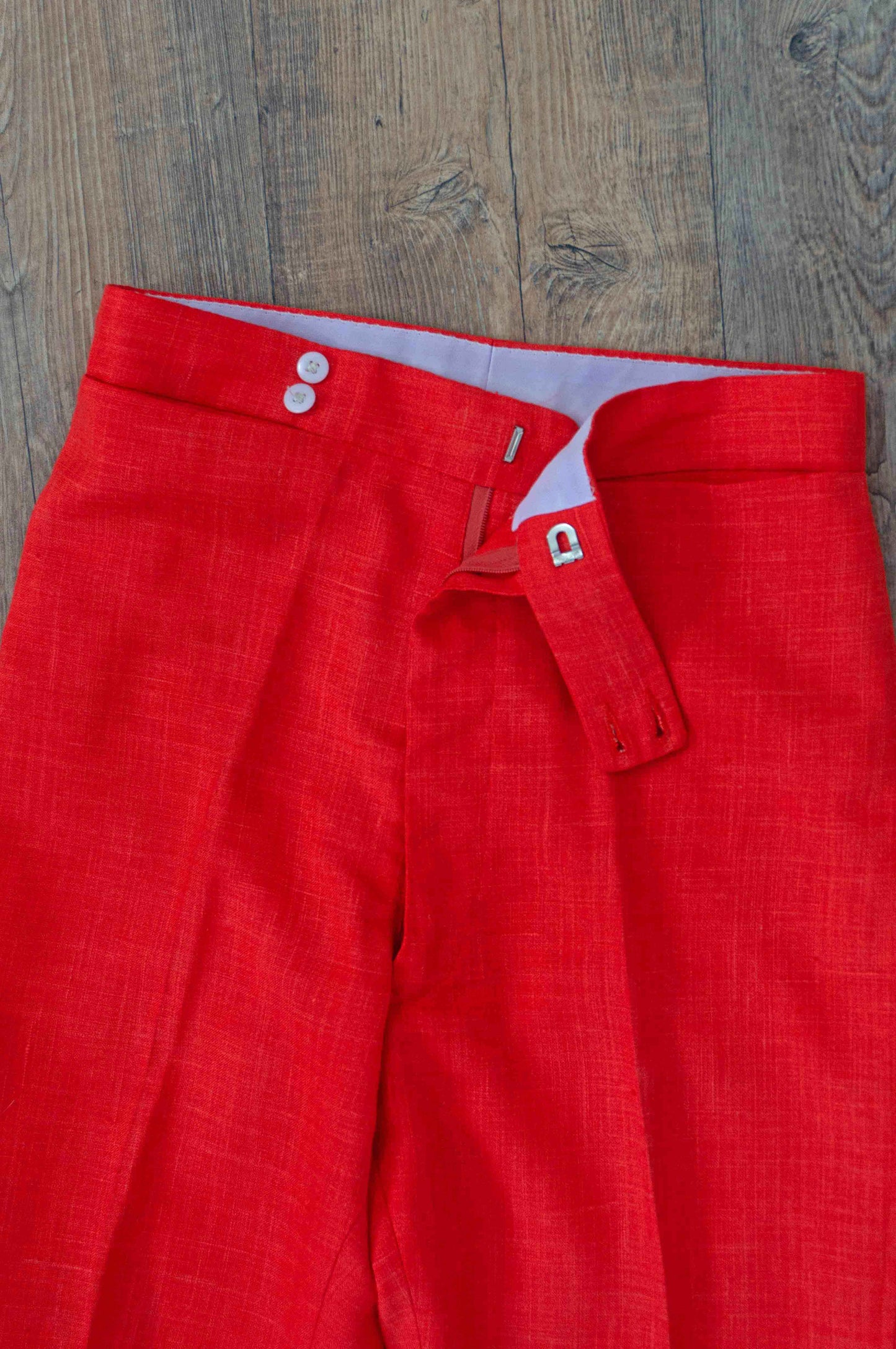 Vintage High rise orange linen womens trousers