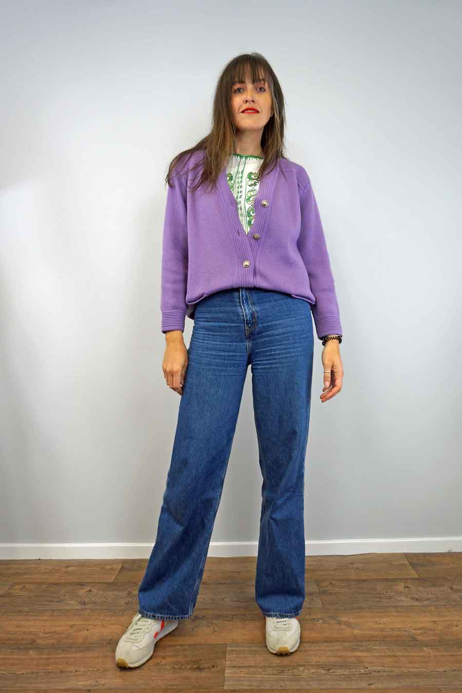 90s lilac cardigan sweater