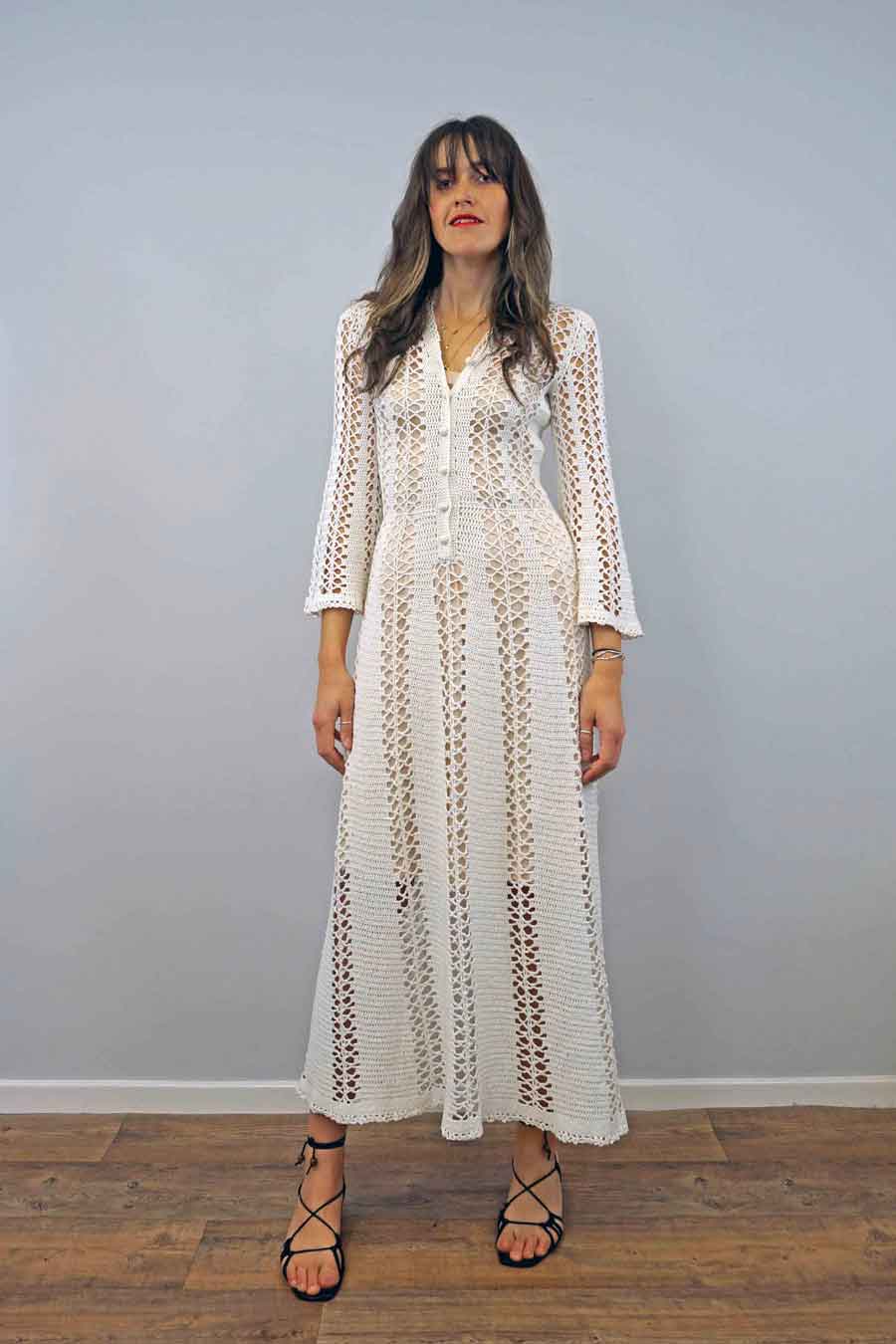 long sleeve sustainable boho vintage wedding dress