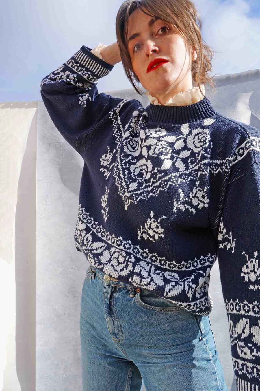 Oversized Vintage Floral Cottagecore Sweater - Womens Vintage Clothing Shop - Ada's Attic Vintage