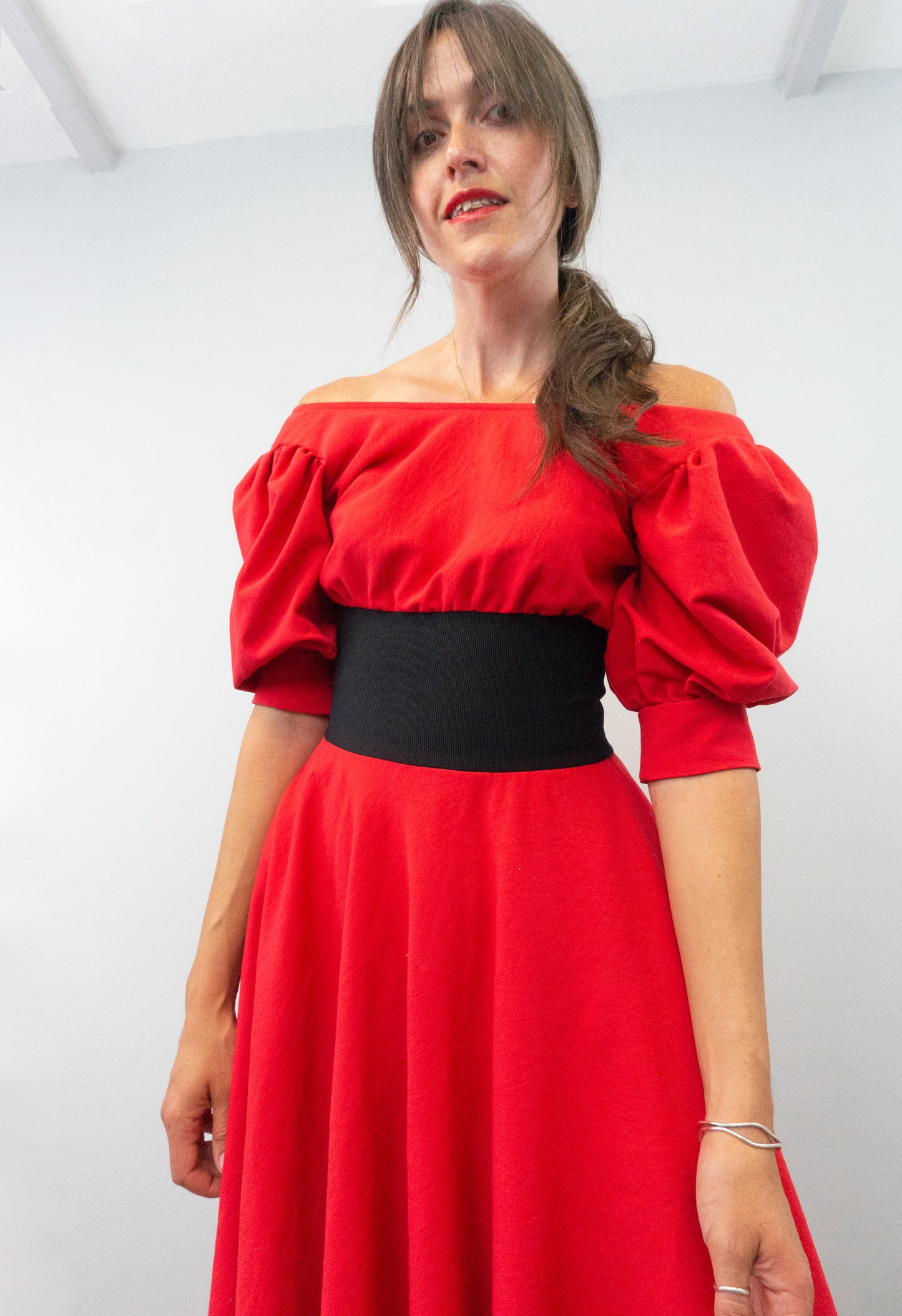Vintage 1980s Zandra Rhodes Red Midi Dress