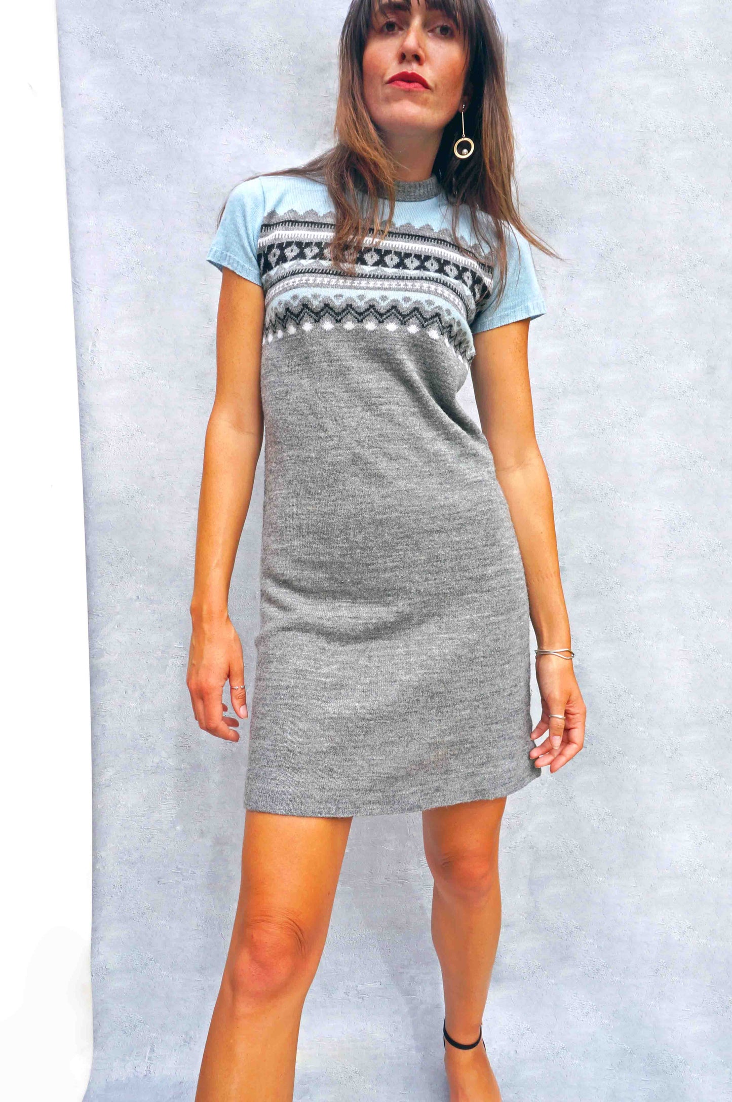 Vintage 1960s Fair Isle Sweater Dress - Ada's Attic Vintage - 