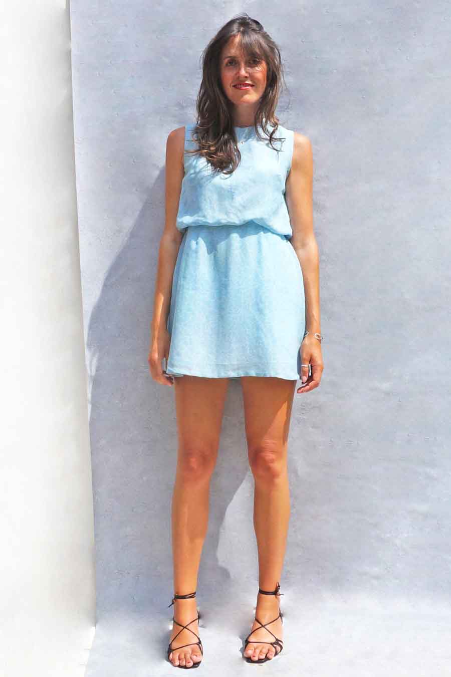 Vintage 60s Blue + White Floral Short Summer Mod Dress